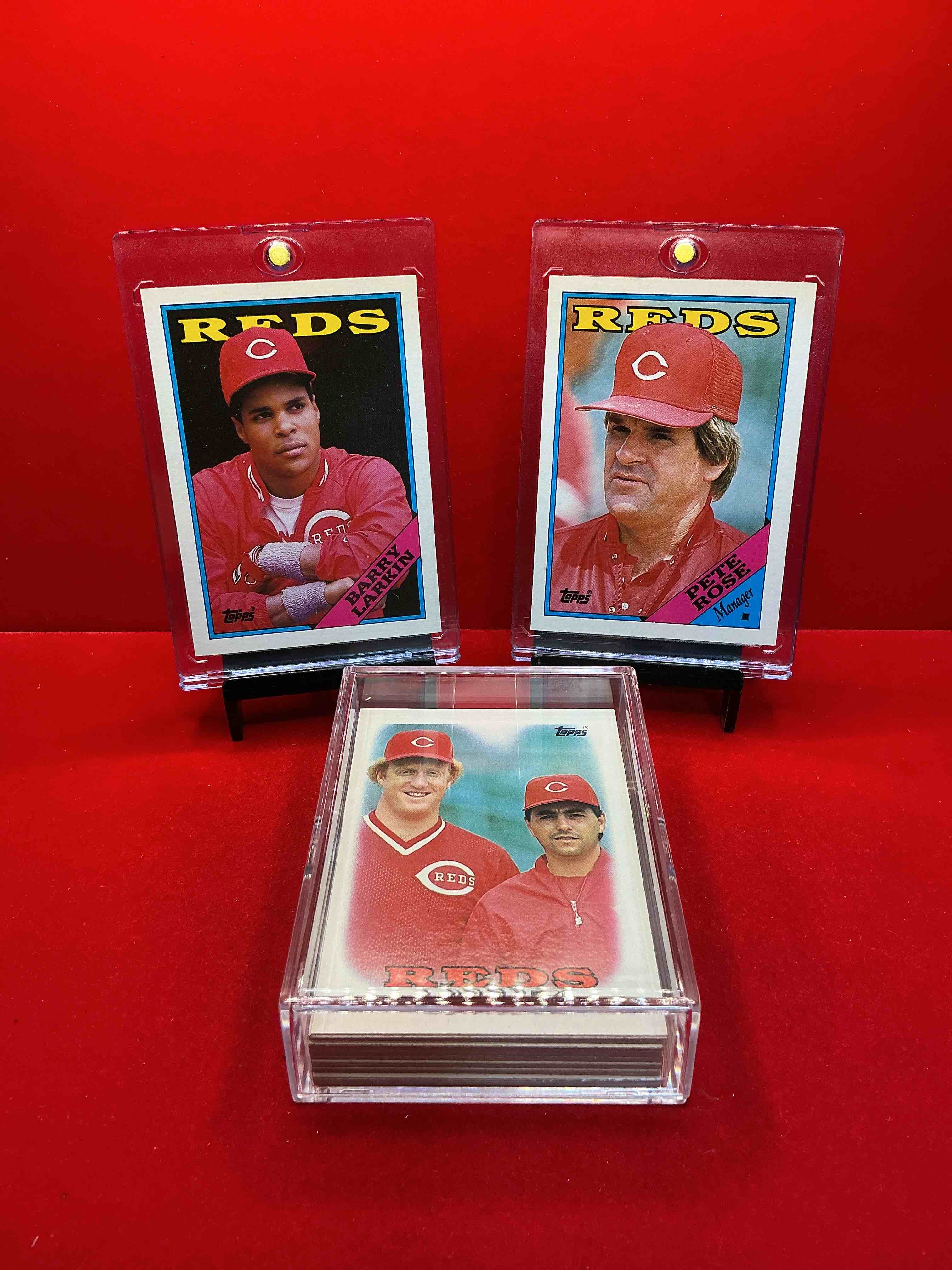 1988 reds topps baseball team set! vintage reds lot! pete rose, eric davis, barry larkin, dave concepcion & more! 80’s baseball history… cincinnati reds!