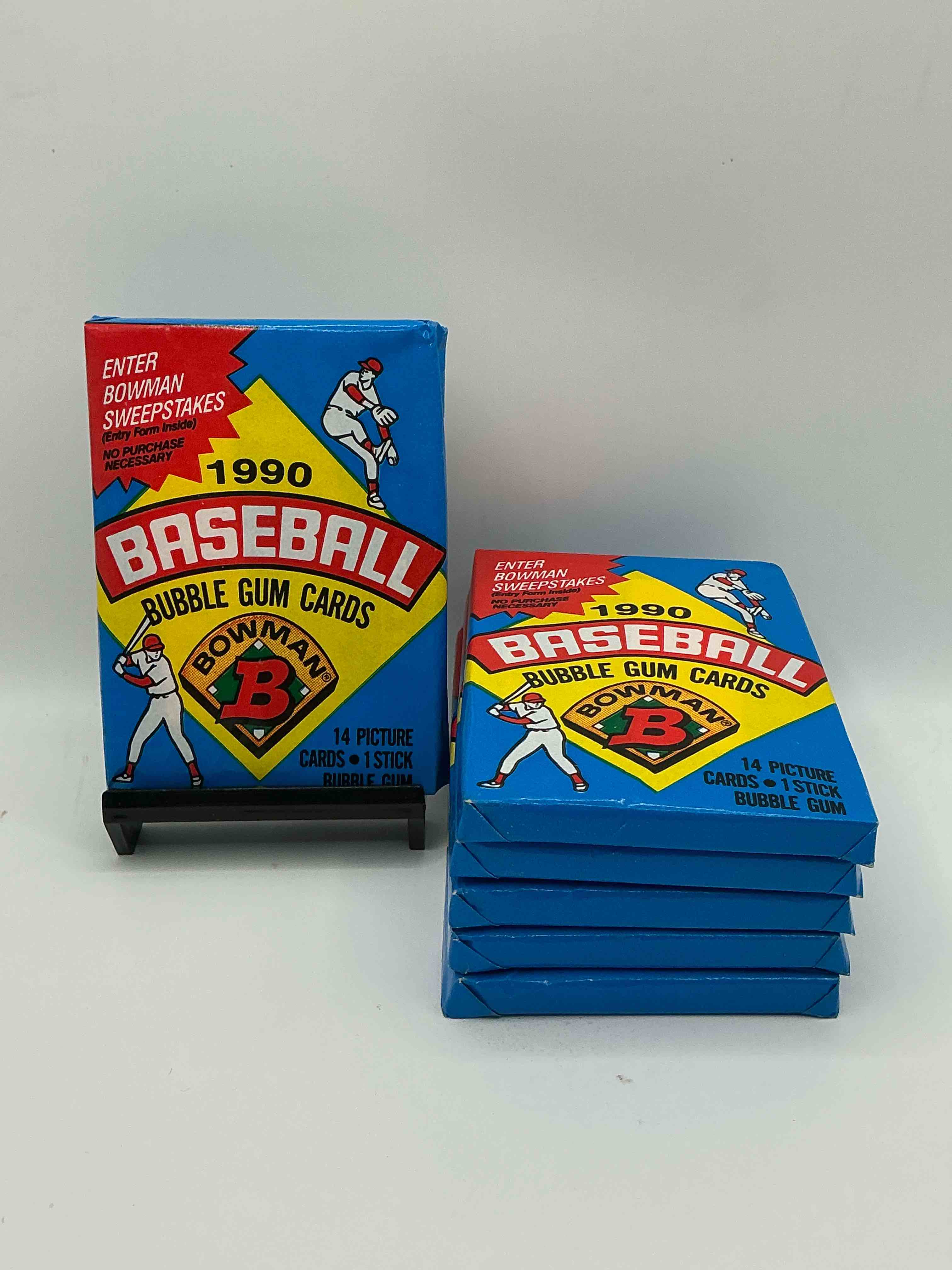 1990 bowman baseball unopened sports card wax packs! direct from original box! look for frank thomas & larry walker rookie cards!