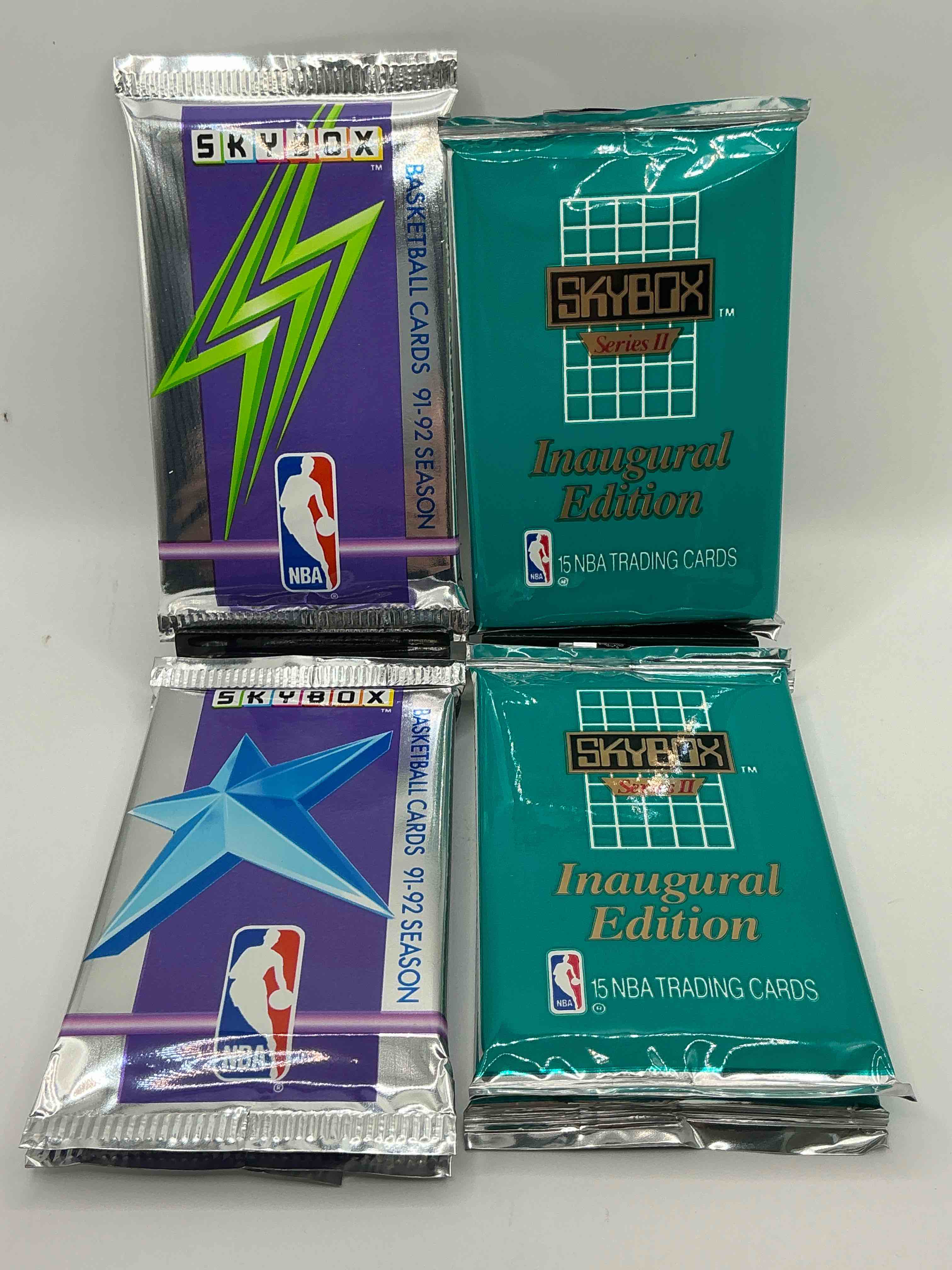 michael jordan, magic johnson & more! search for so many nba legends & stars! 1990-91 skybox unopened packs, series i & ii! direct from original box! these packs are sought after for their eye-catching teal look & awesome cards! search for valuable michael jordan, larry bird & magic johnson cards! along with other stars!
