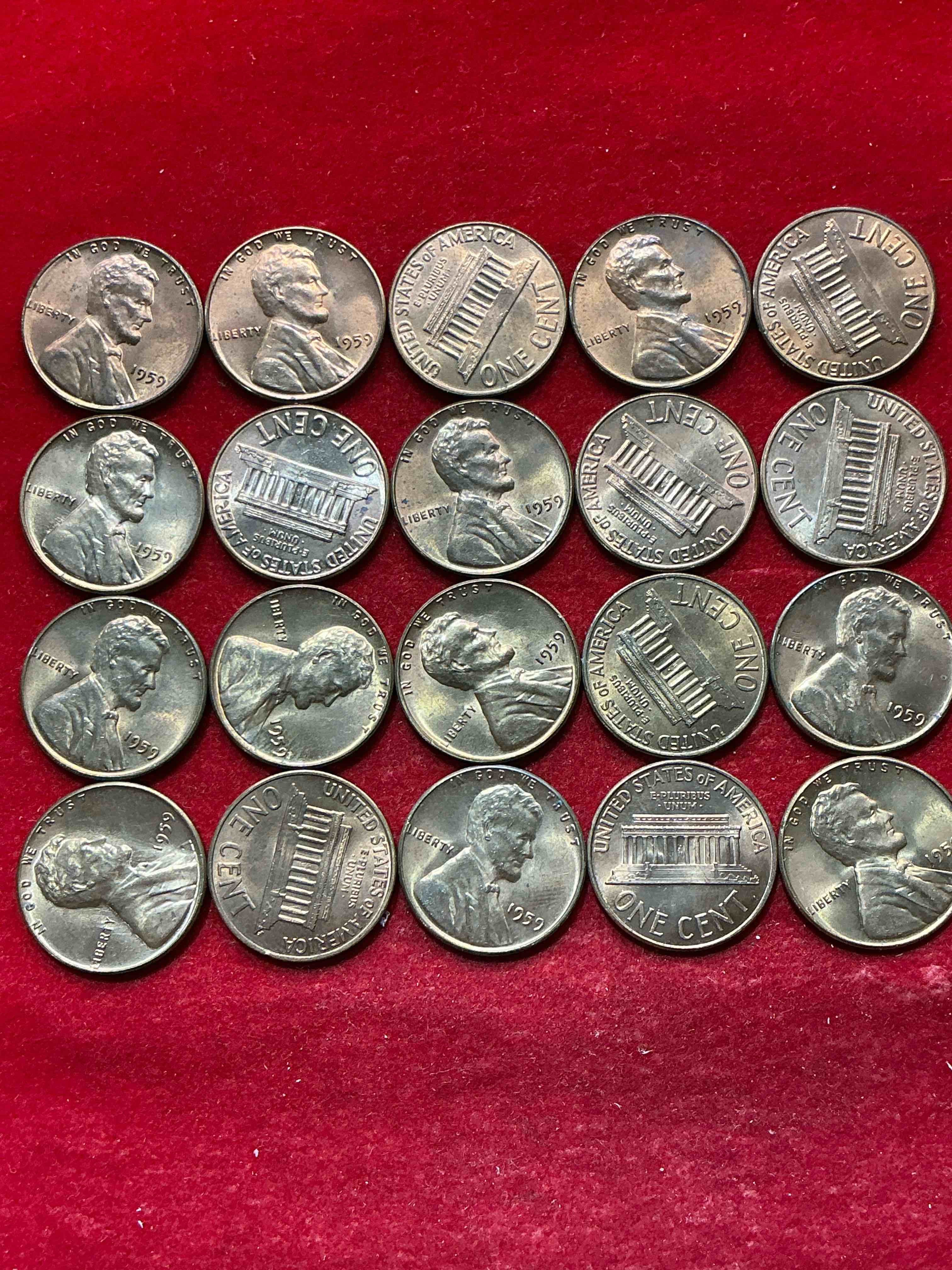 Condition photo showing New/Like New for 1959 brilliant uncirculated pennies! 1959 was the last year of an epic chapter of american history! own pieces of the 1950’s with these brilliant uncirculated pennies! many from the original treasury bank rolls not having seen daylight since 1959, wow!
