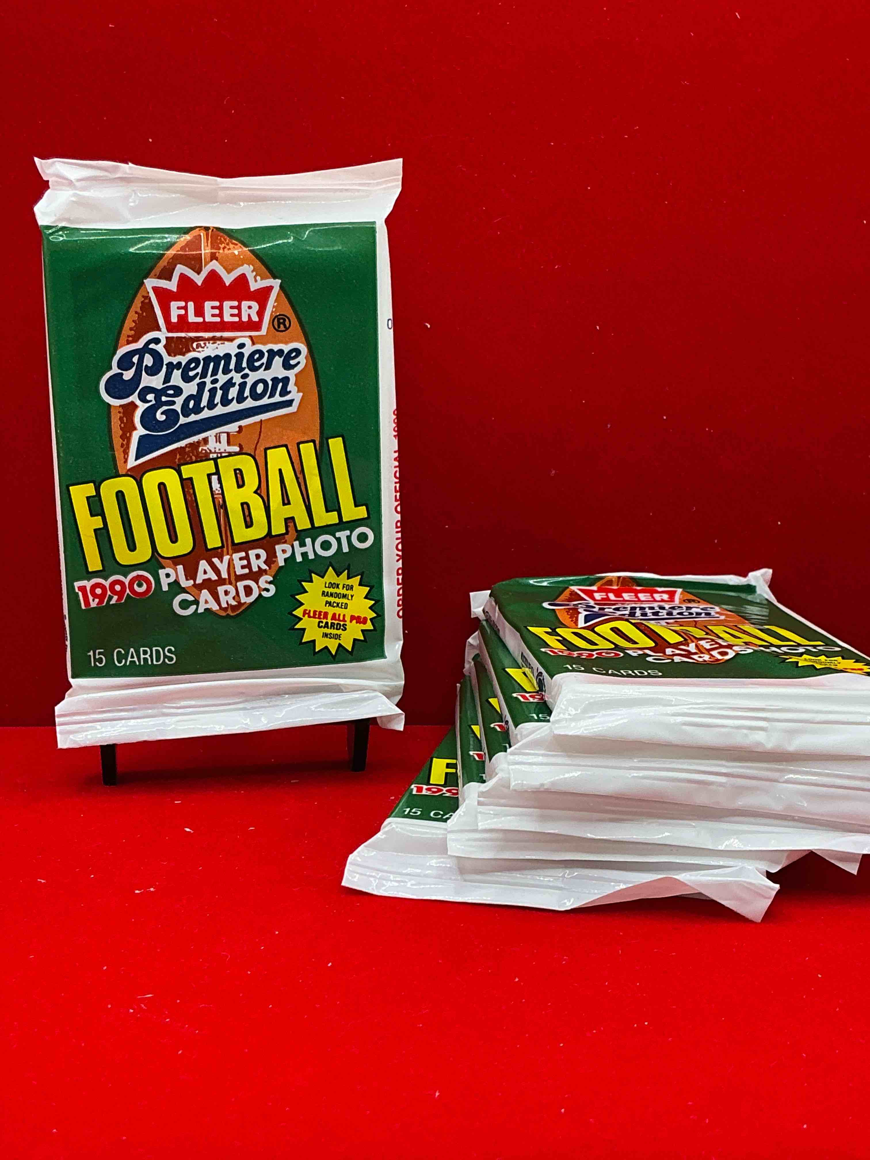 emmitt smith rookie!? 1990 fleer premier edition football unopened packs direct from original box! look for valuable emmitt smith rookie cards! let the search begin!