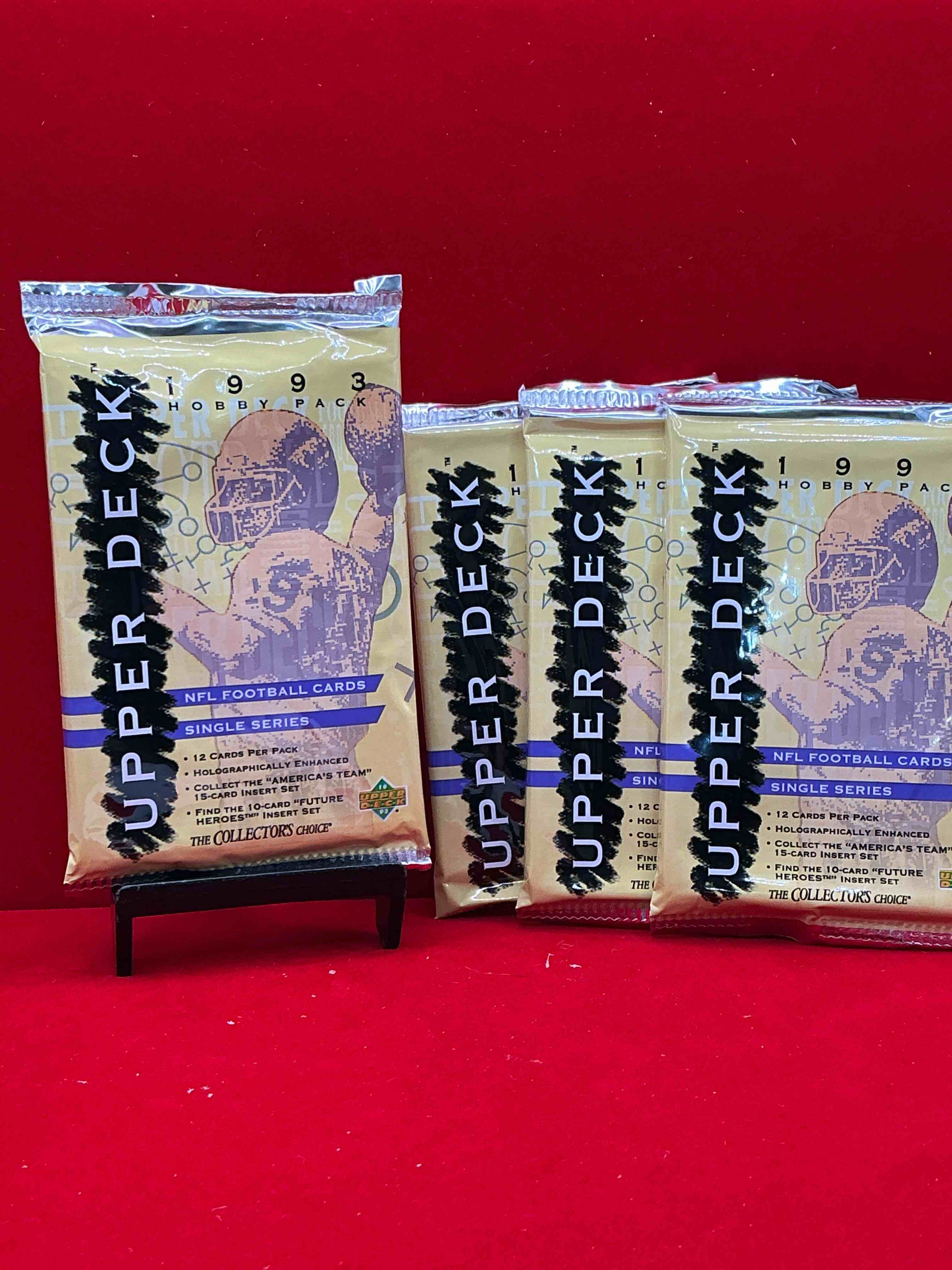 1993 upper deck football packs! single series! search for "americas team" 15 card insert set, 10 card "future heroes" insert set & more! legends & stars!