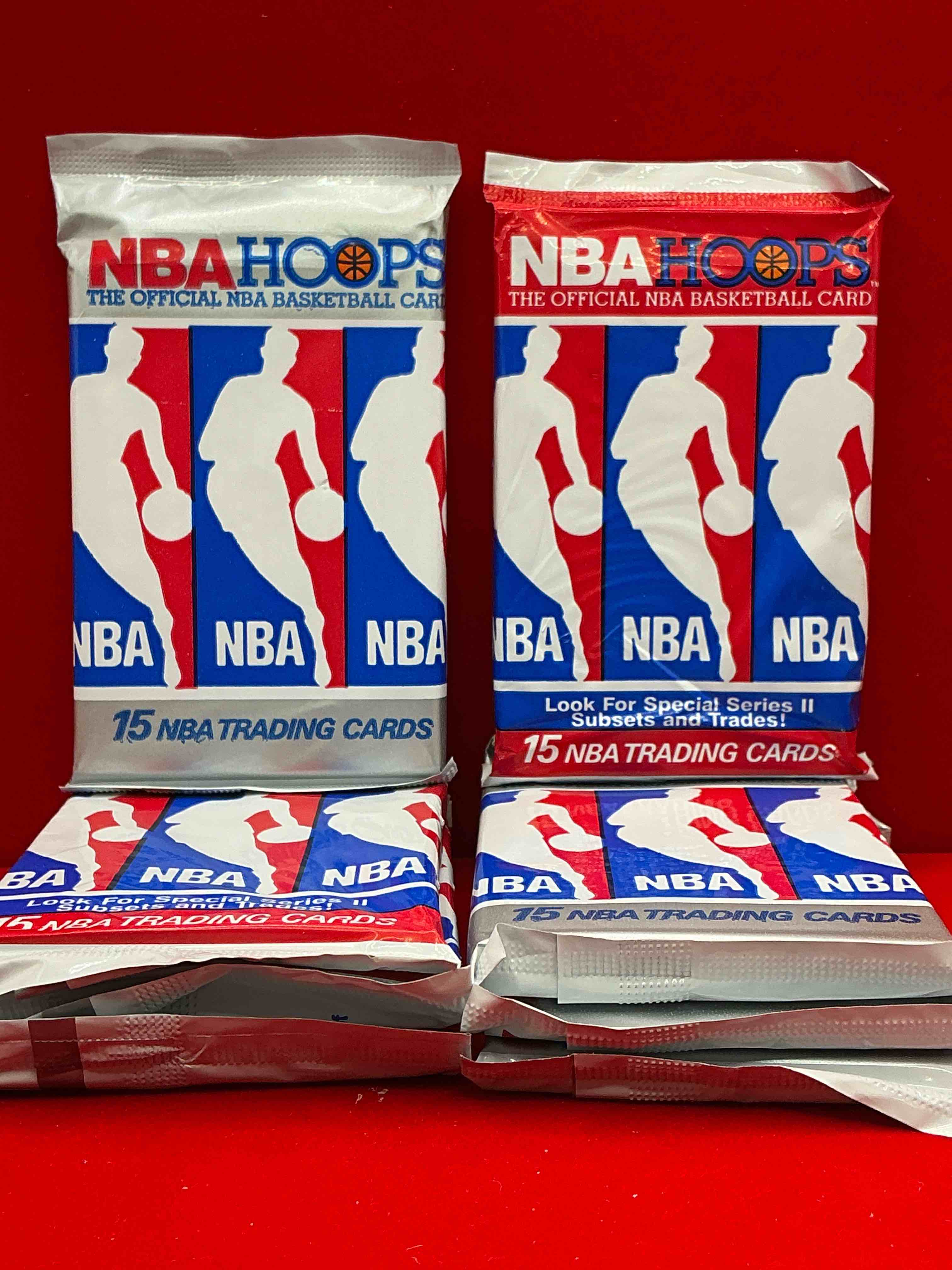 michael jordan!? 1990/91 nba hoops unopened sealed trading collectible sports card pack, direct from original sealed retail case! search for early michael jordan #65 (psa 10 value $550), jordan all star card, & too many other nice cards to list!