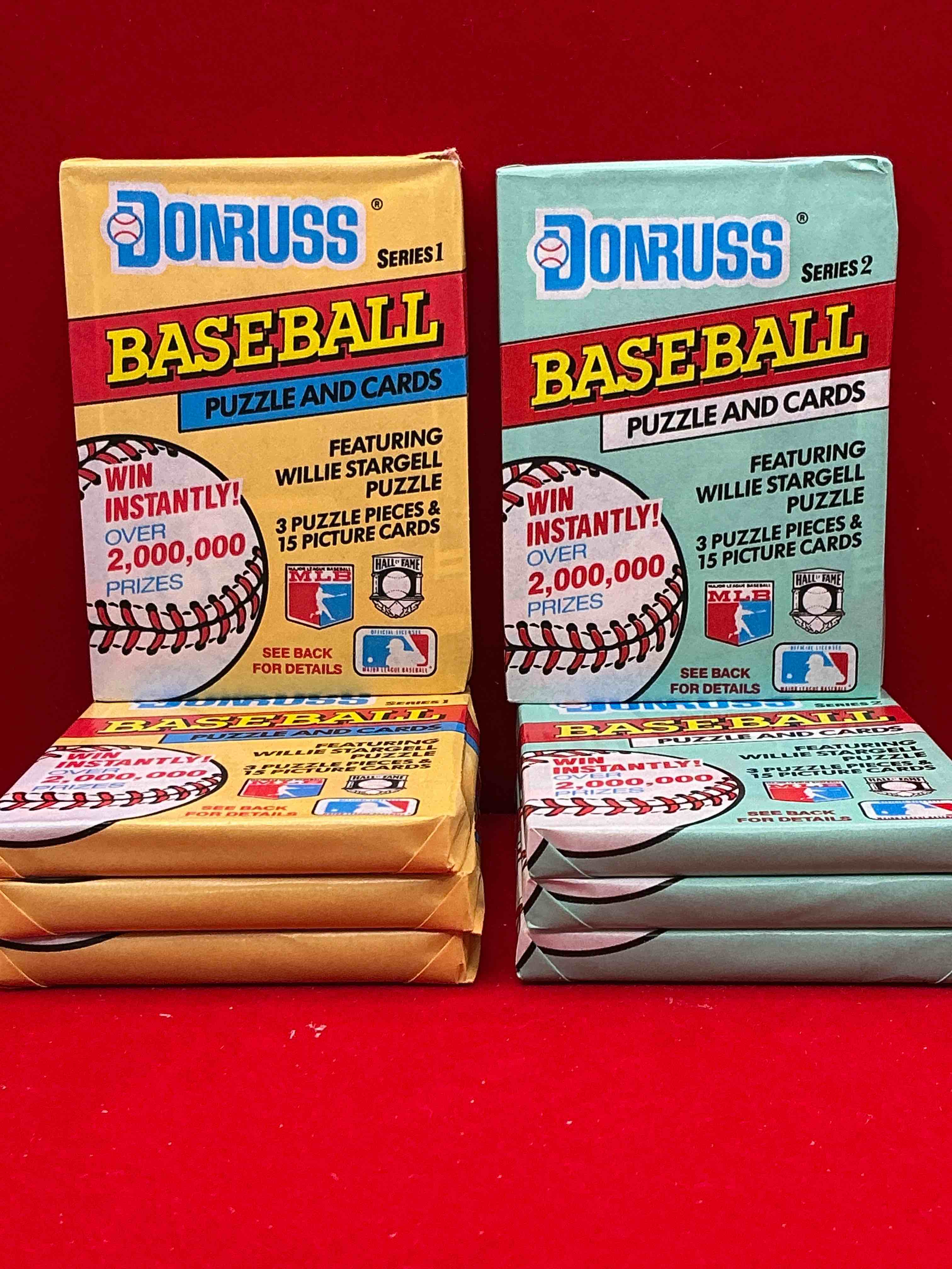 wow! 1991 donruss series 1 & 2 unopened baseball card wax packs! direct from original box! search for valuable ken griffey jr. sports trading cards!