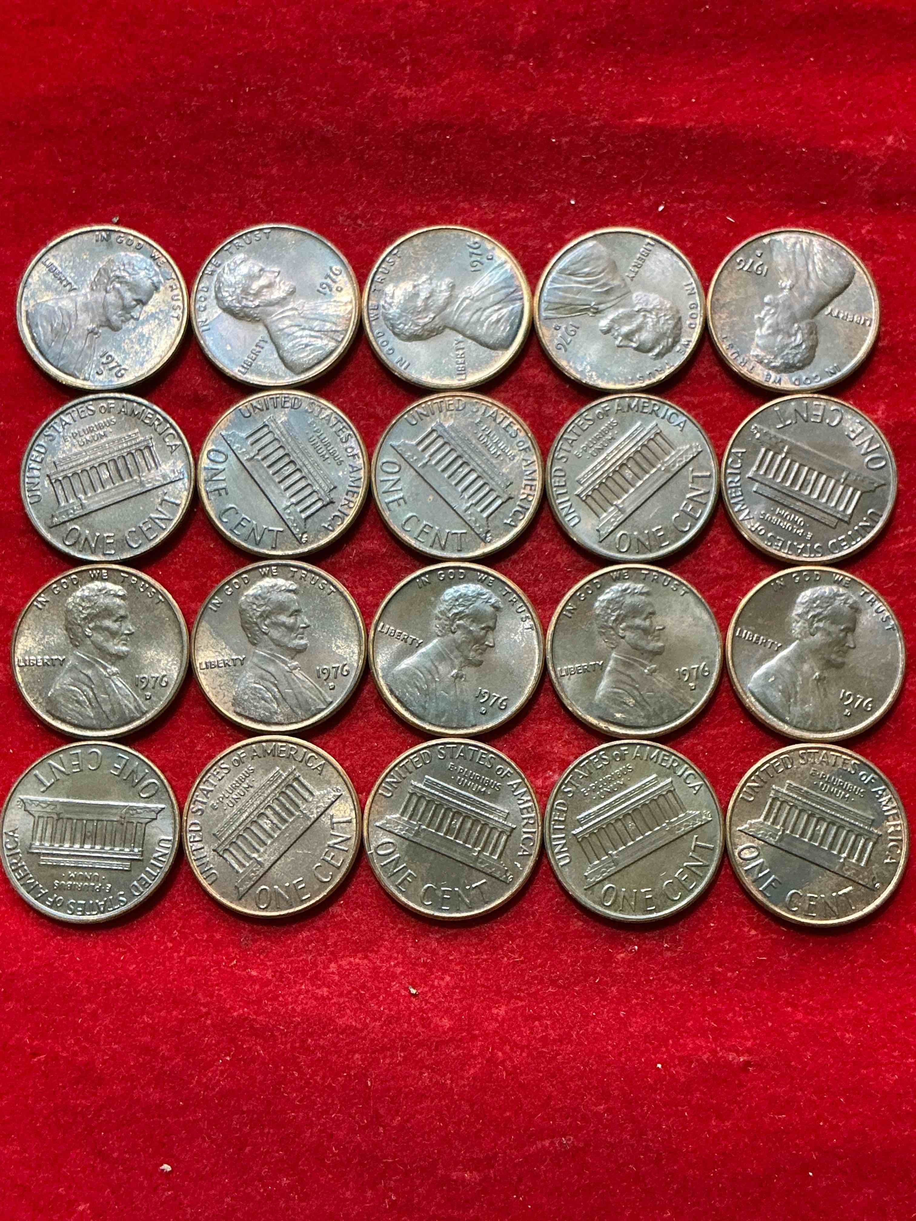 1976 brilliant uncirculated america 200 year anniversary pennies! celebrate america’s bicentennial with the unc brilliant 1976 pennies, direct from the original bank rolls! these pennies have not seen the light of day since 1976, wow! serious collector items!