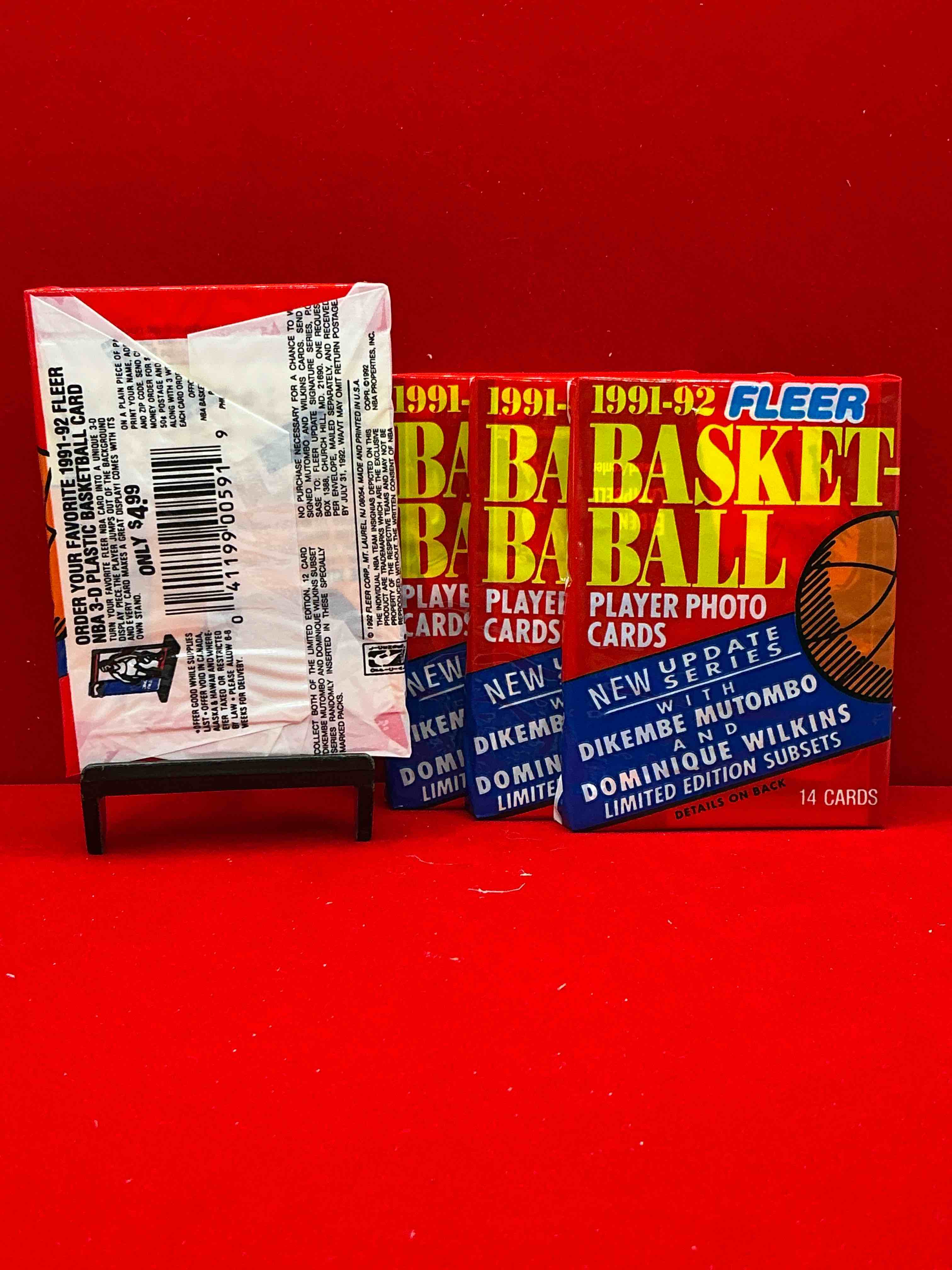 Condition photo showing New/Like New for basketball wow! rare 1991/92 nba fleer sealed sports collectible card pack, direct from original sealed retail case! so many awesome cards to search for michael jordan (psa 10 value $150) larry bird, magic johnson & too many other great cards to list! hard to find, excellent like-new condition!