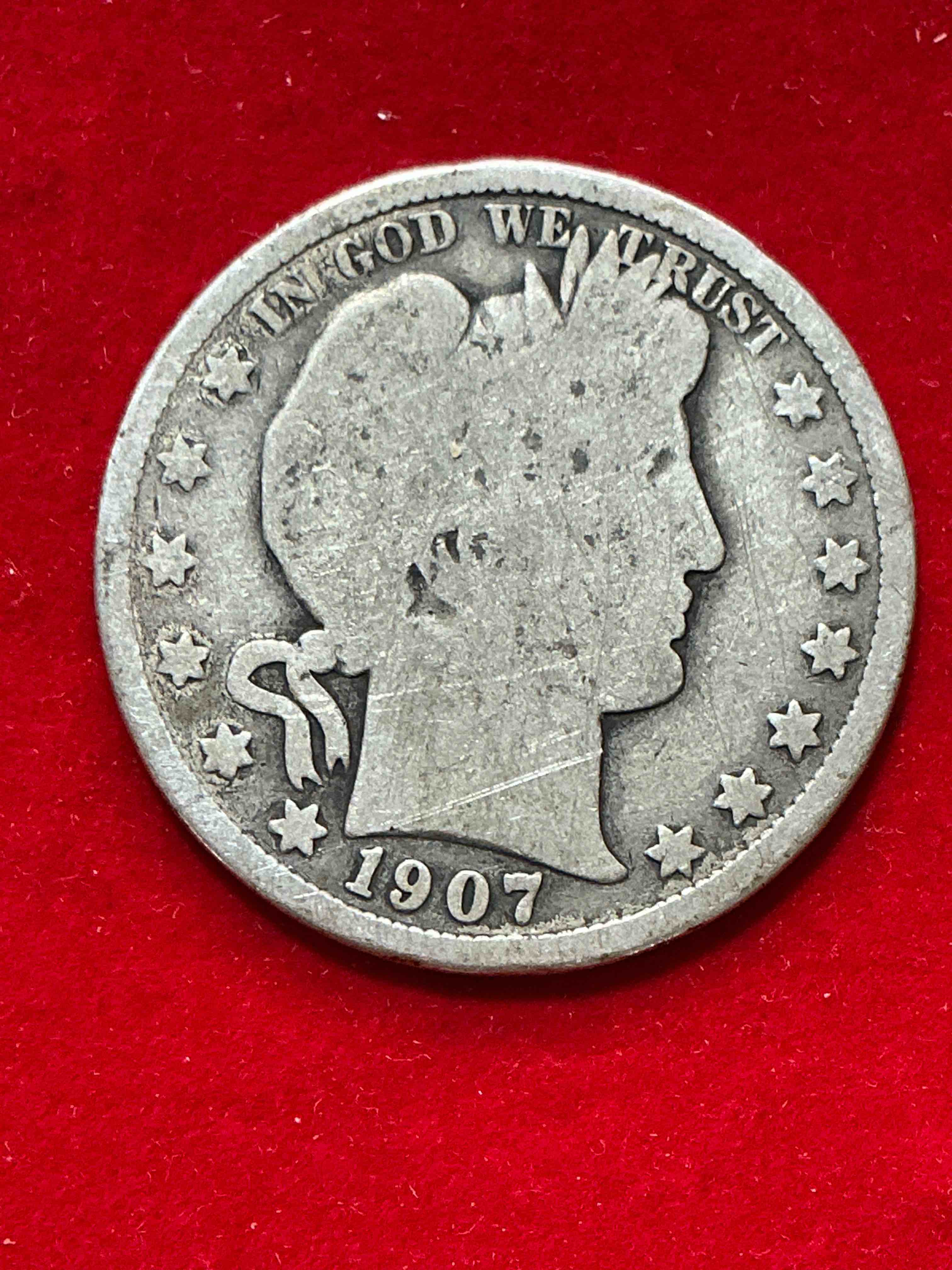 rare us fine silver! barber half dollar, 90% silver! 1907 edition! nearly impossible to collect! rare & very coveted by collectors! own a piece of history great for coin collectors, think of the history these coins have seen! rare 90% silver barber half dollar!