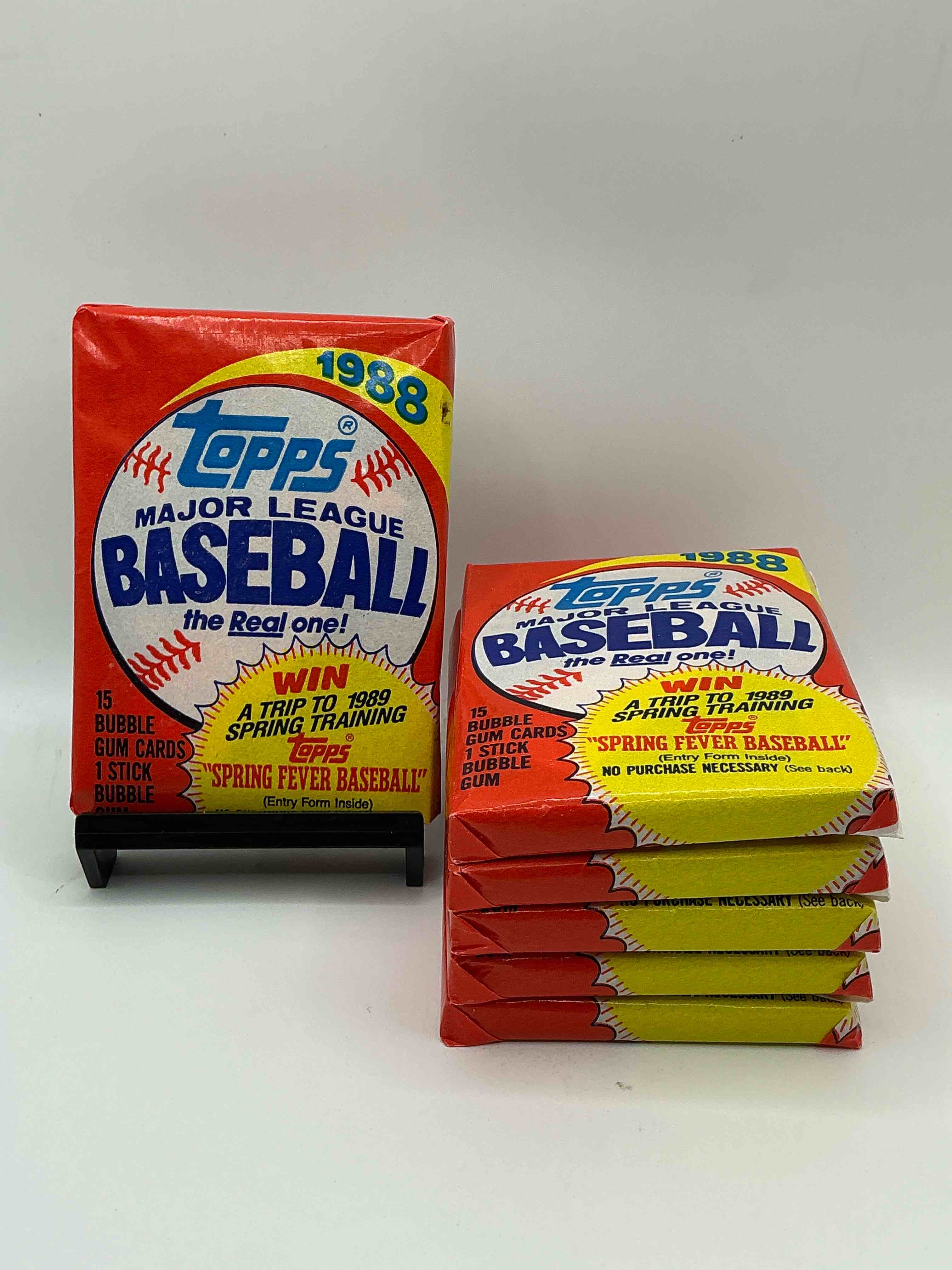 rare rack packs! 80's baseball fan's rejoice! 1988 topps baseball unopened rack packs full of collectible trading cards! search for valuable don mattingly "world of baseball" & nolan ryan cards worth hundreds in perfect condition!