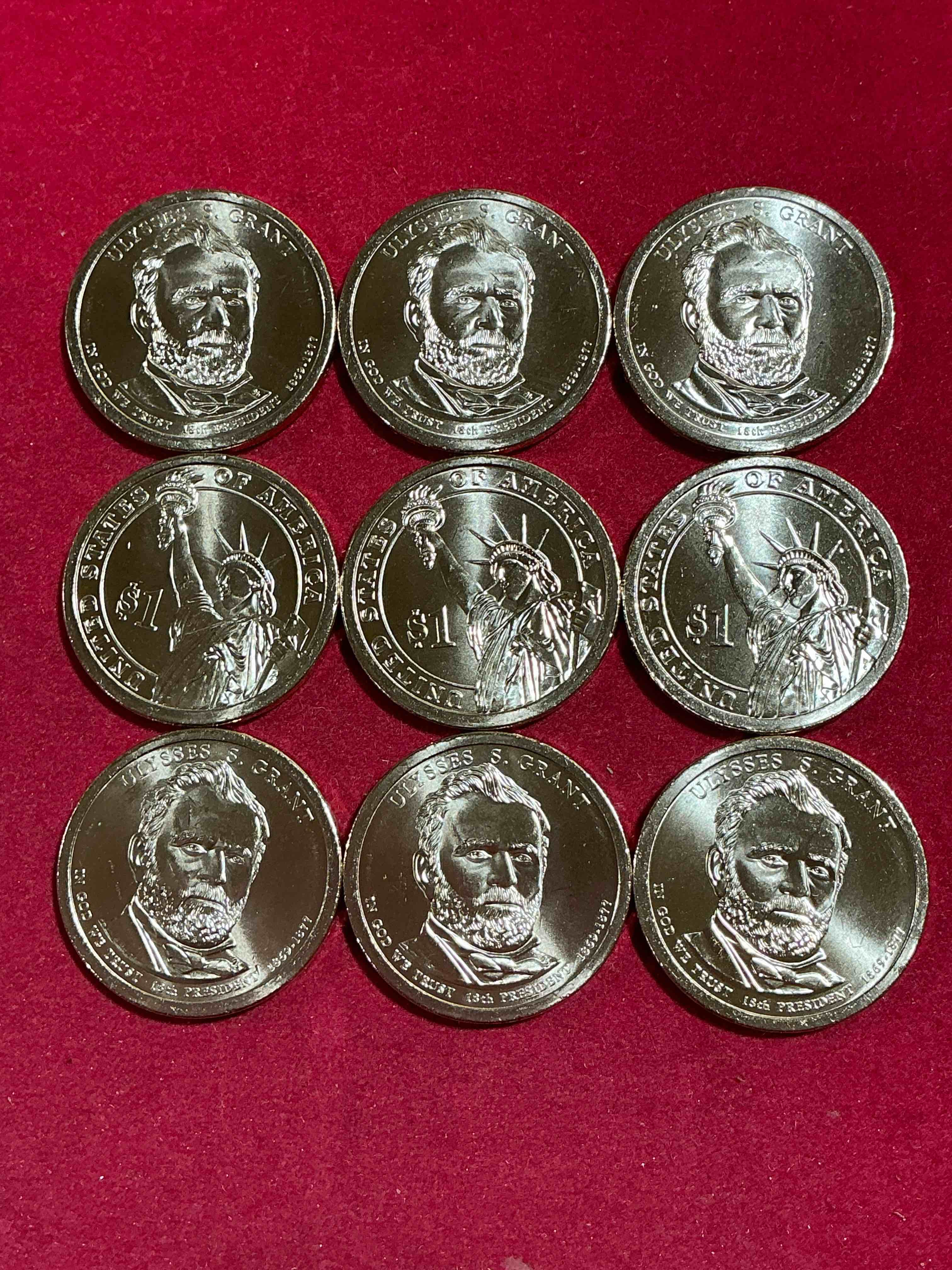 ulysses s. grant 2015 one dollar presidential coins! uncirculated brilliant coins! these coins are in mint condition, and some of the most collectible coins out there! rare, uncirculated, one dollar coins featuring ulysses s. grant