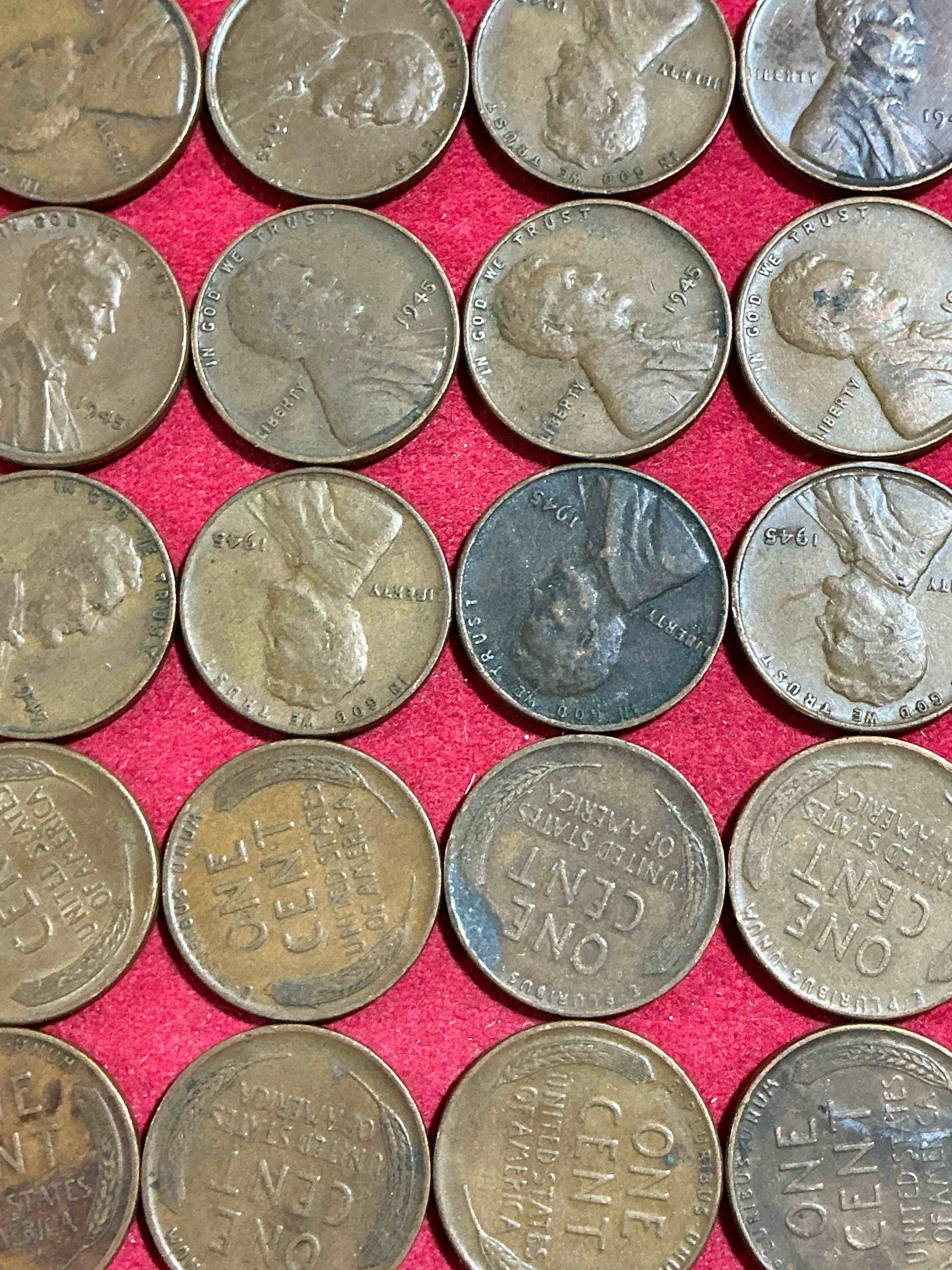 Condition photo showing Good Condition for 1945 world war 2 history! world war 2 ended with victory day may 8, 1945 & the surrender of japan on sept 2, 1945. up for auction are 1945 wheat pennies in great condition! own pieces of one of the most important years in history!