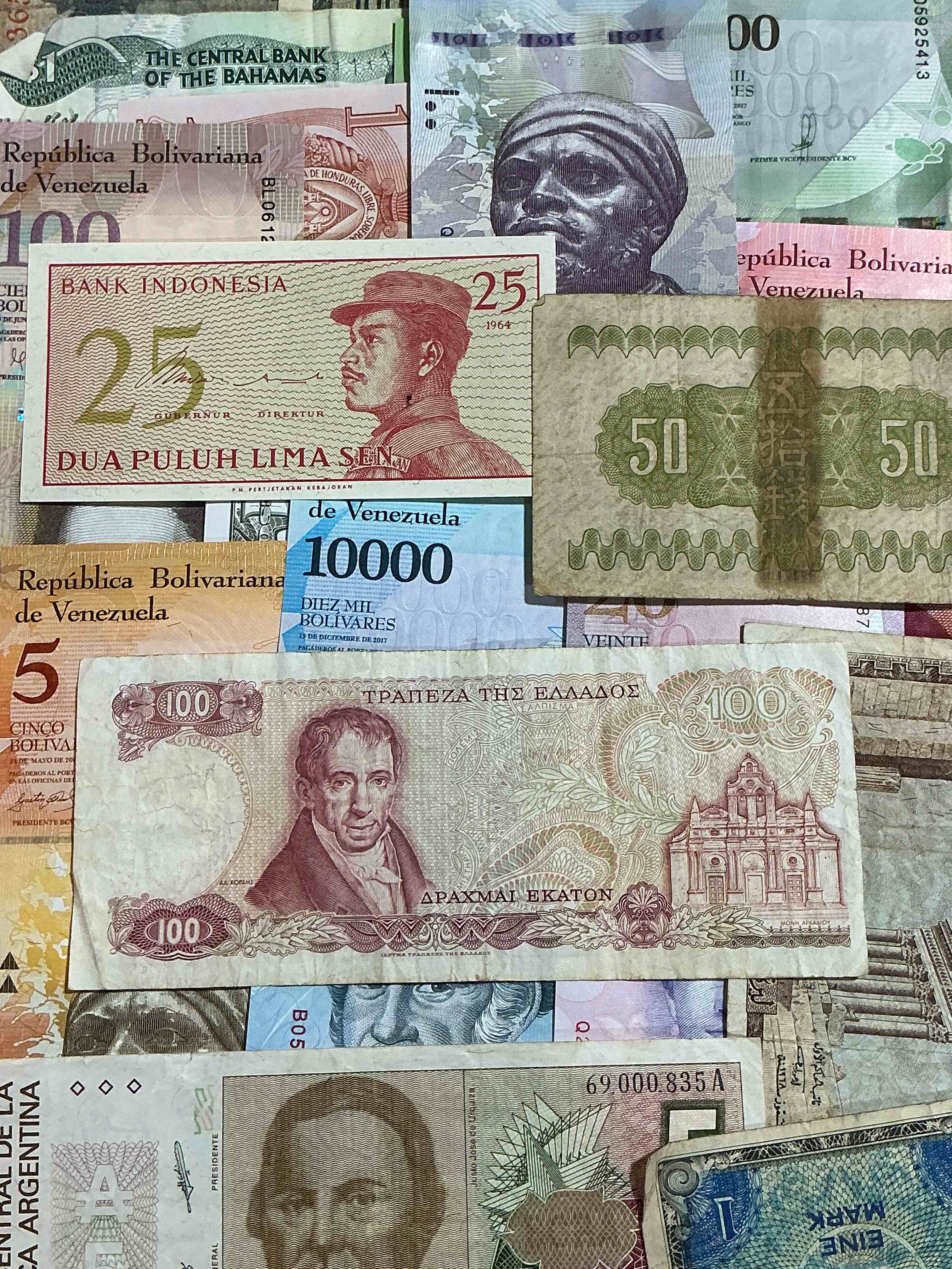 Condition photo showing Good Condition for modern & antique paper money! vintage & antique! paper money from across the world- all different shapes & sizes from all kinds of crazy places! own currency from the corners of the world! wow!