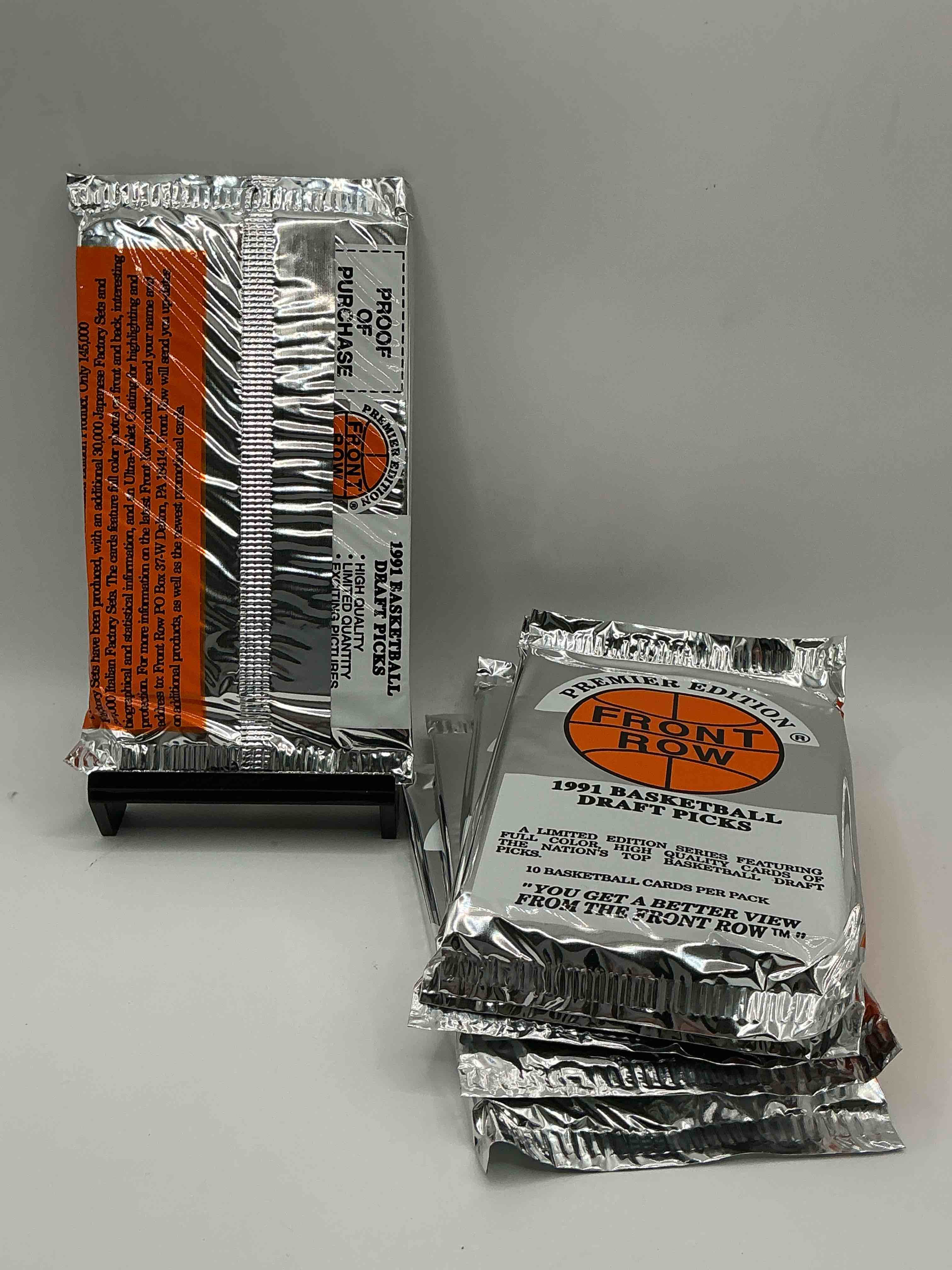 Condition photo showing New/Like New for 1991 throwback rarity! here's something you've probably never seen! 1991 front row college basketball / nba unopened sealed packs, direct from sealed original retail case! includes randomly inserted rare autograph cards! front row was the “original" college jersey card packs back in the day & has long been defunct. these cards are becoming serious collector items due to their scarcity. these things are serious rare! own some great sports card history & something you'll rarely see again!