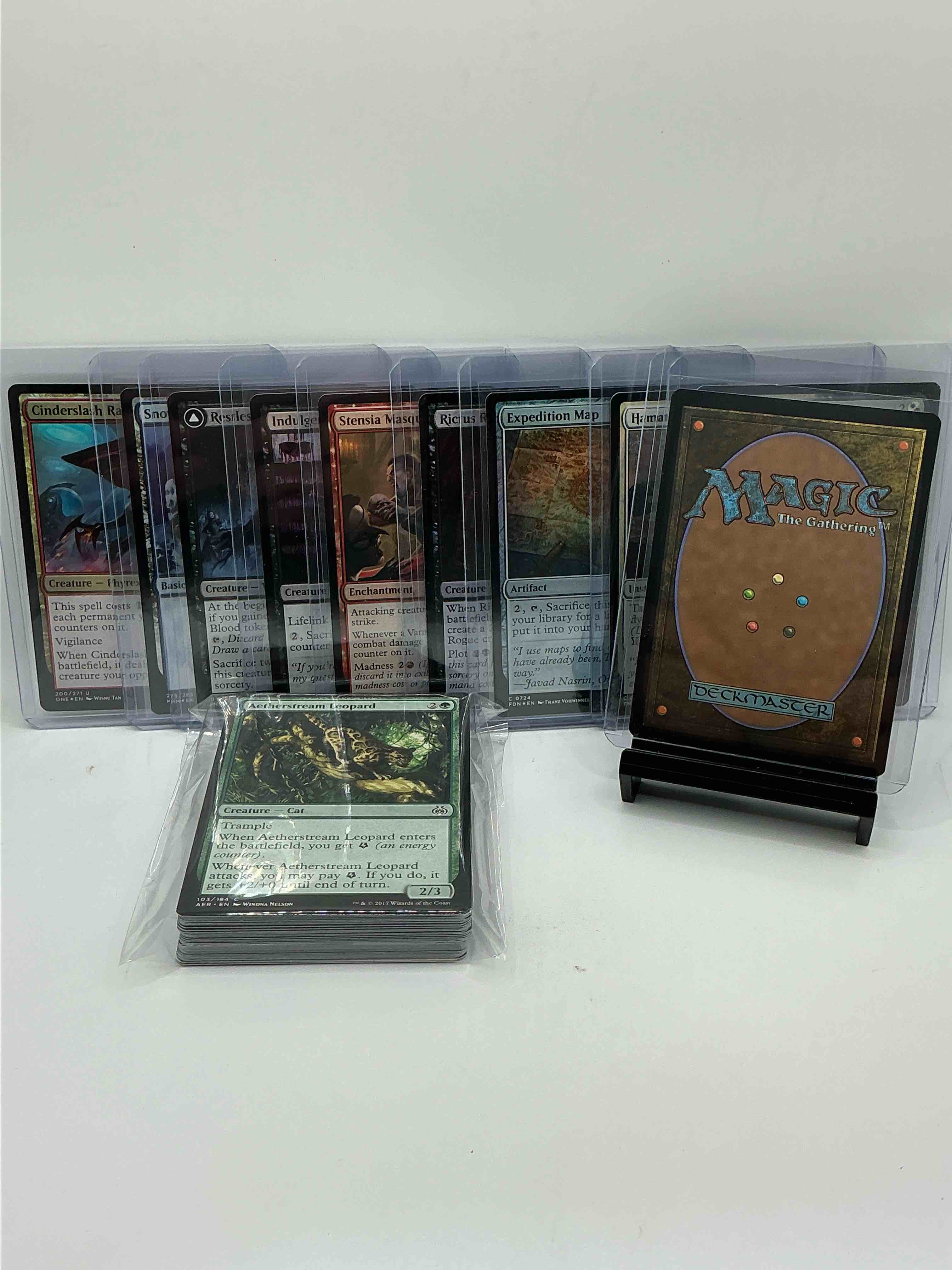 Condition photo showing New/Like New for magic the gathering 50 card lot! lot includes 10 rare or holo foil cards! all cards in excellent shape condition! a great way to join the mtg craze!