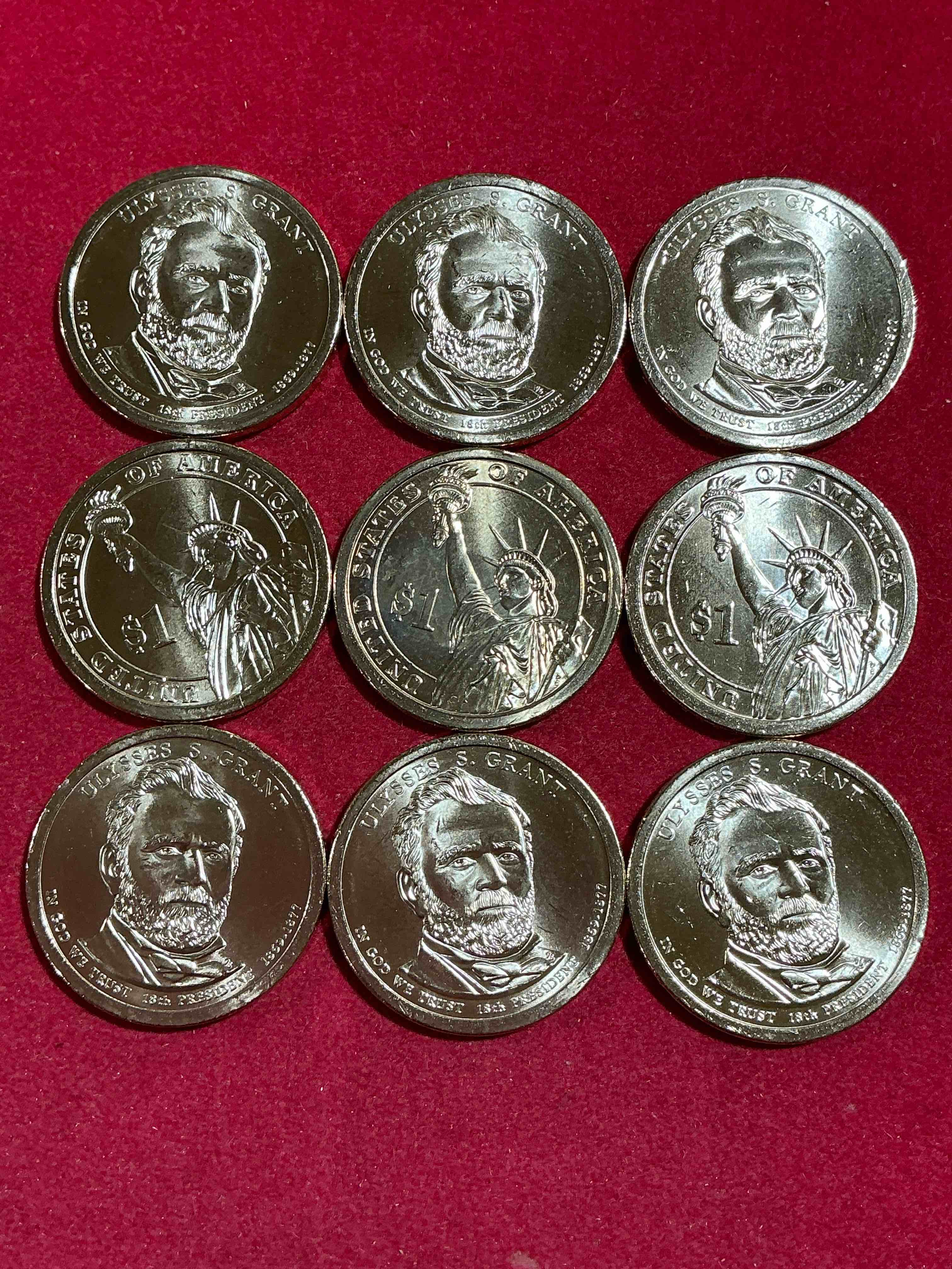 Condition photo showing New/Like New for ulysses s. grant 2015 one dollar presidential coins! uncirculated brilliant coins! these coins are in mint condition, and some of the most collectible coins out there! rare, uncirculated, one dollar coins featuring ulysses s. grant