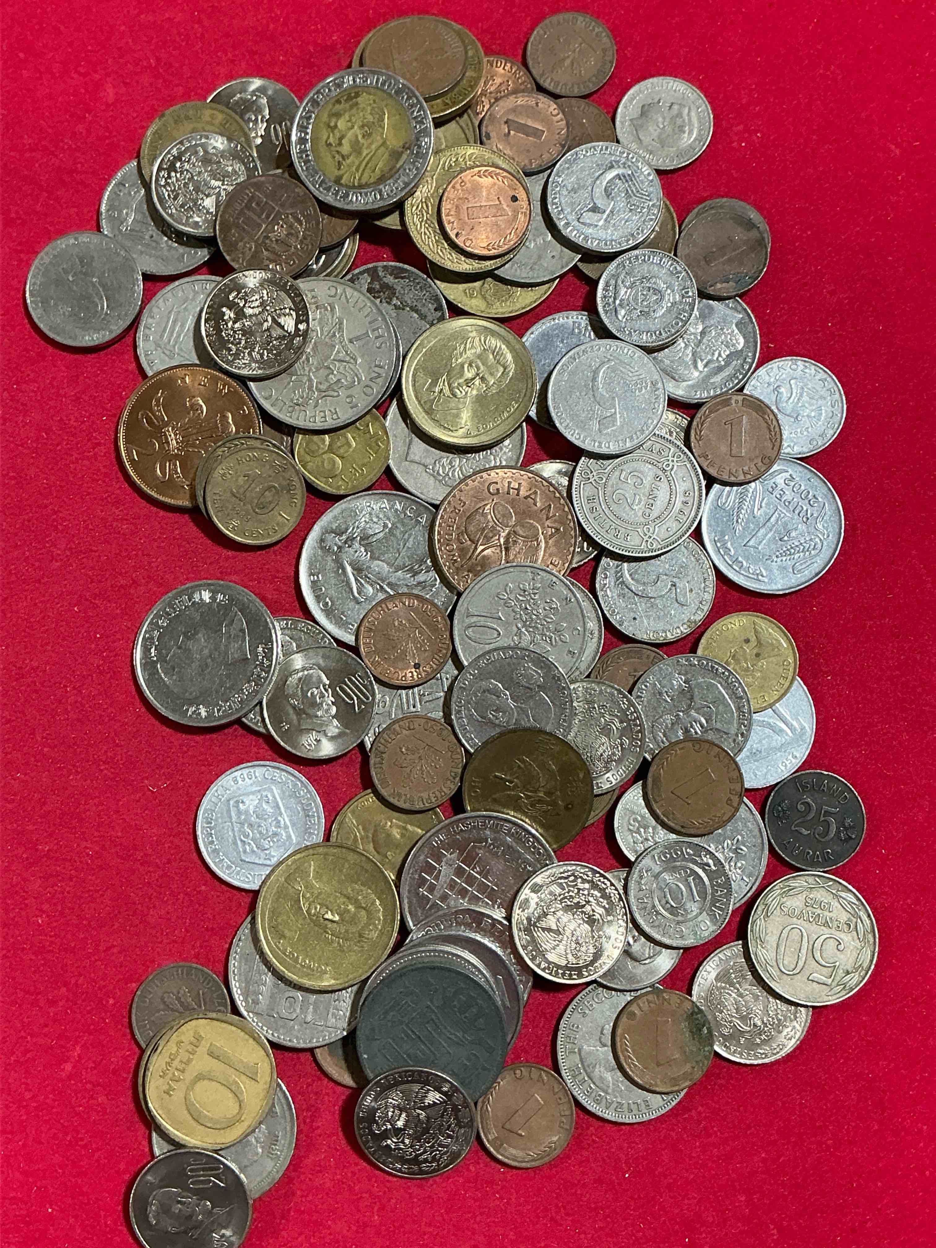 Condition photo showing Good Condition for world coins, antique & vintage! each lot is unique! many different years, countries, sizes & exotic places. this cool collection of antique coins from around the world is loads of fun! have fun identifying each coin & country as a great educational tool! a great investment too!