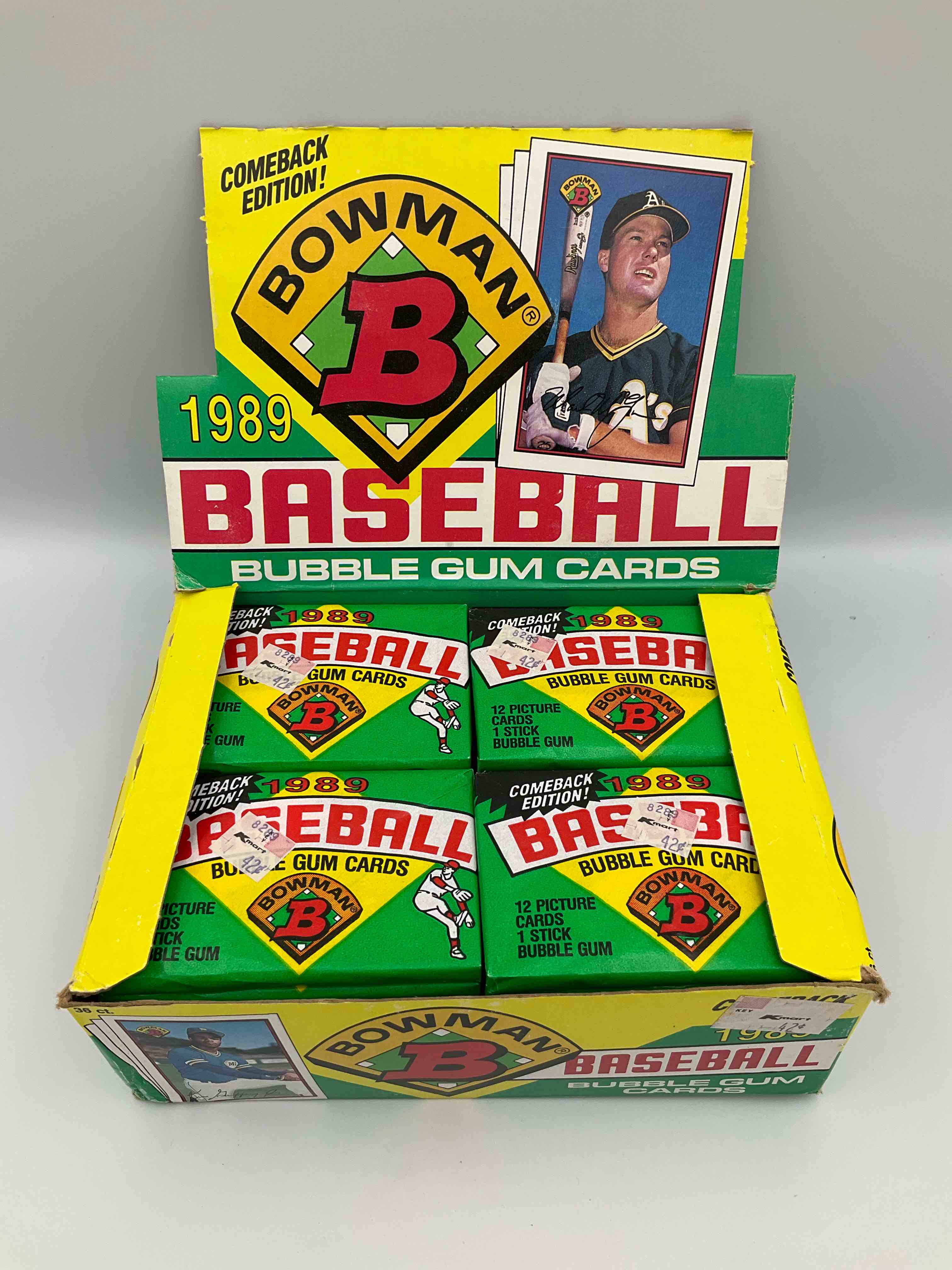 Condition photo showing New/Like New for 1989 bowman comeback edition baseball cards! direct from original box! search for ken griffey jr. rookie card & valuable bo jackson & nolan ryan cards!