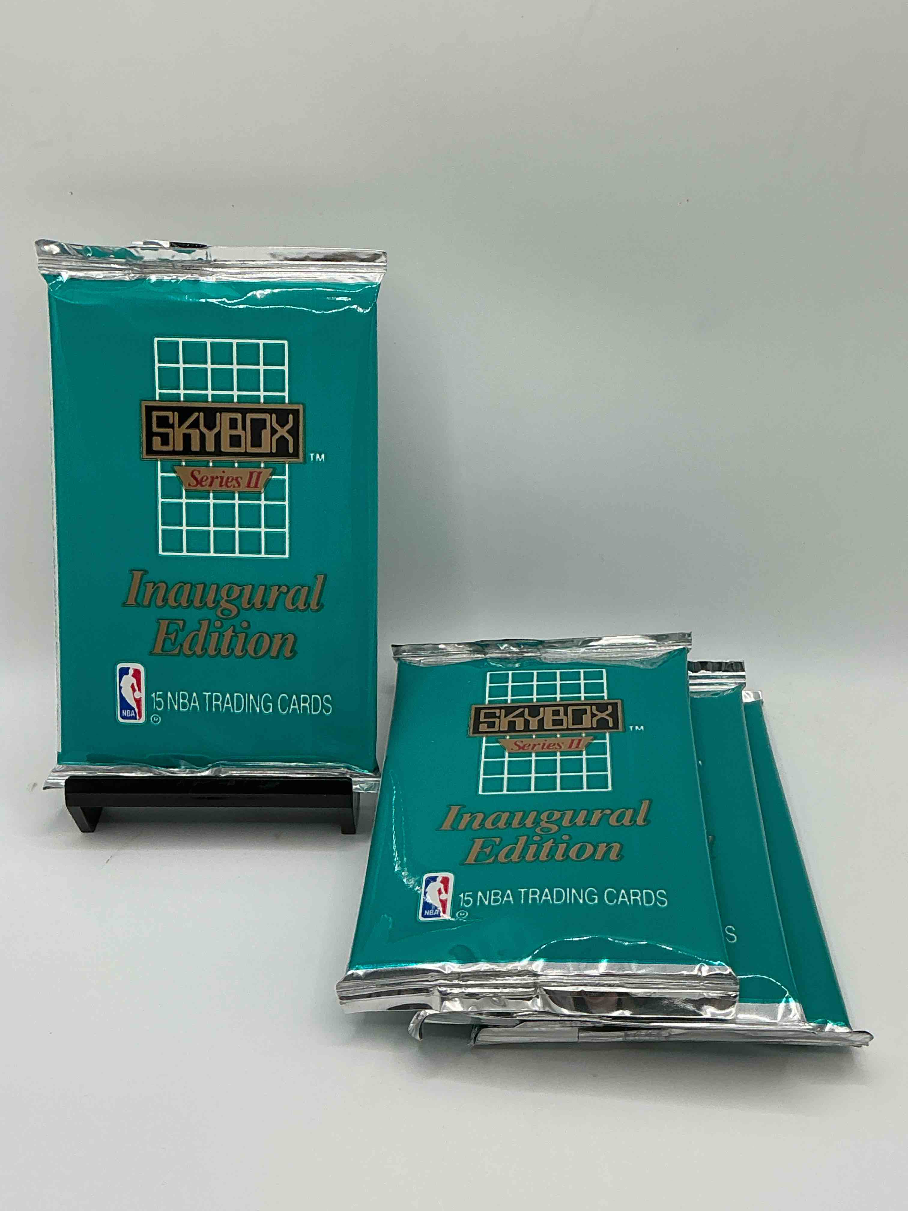 michael jordan, magic johnson & more! search for so many nba legends & stars! 1990-91 skybox unopened packs, series ii! direct from original box! these packs are sought after for their eye-catching teal look & awesome cards! search for valuable michael jordan, larry bird & magic johnson cards! along with other stars!