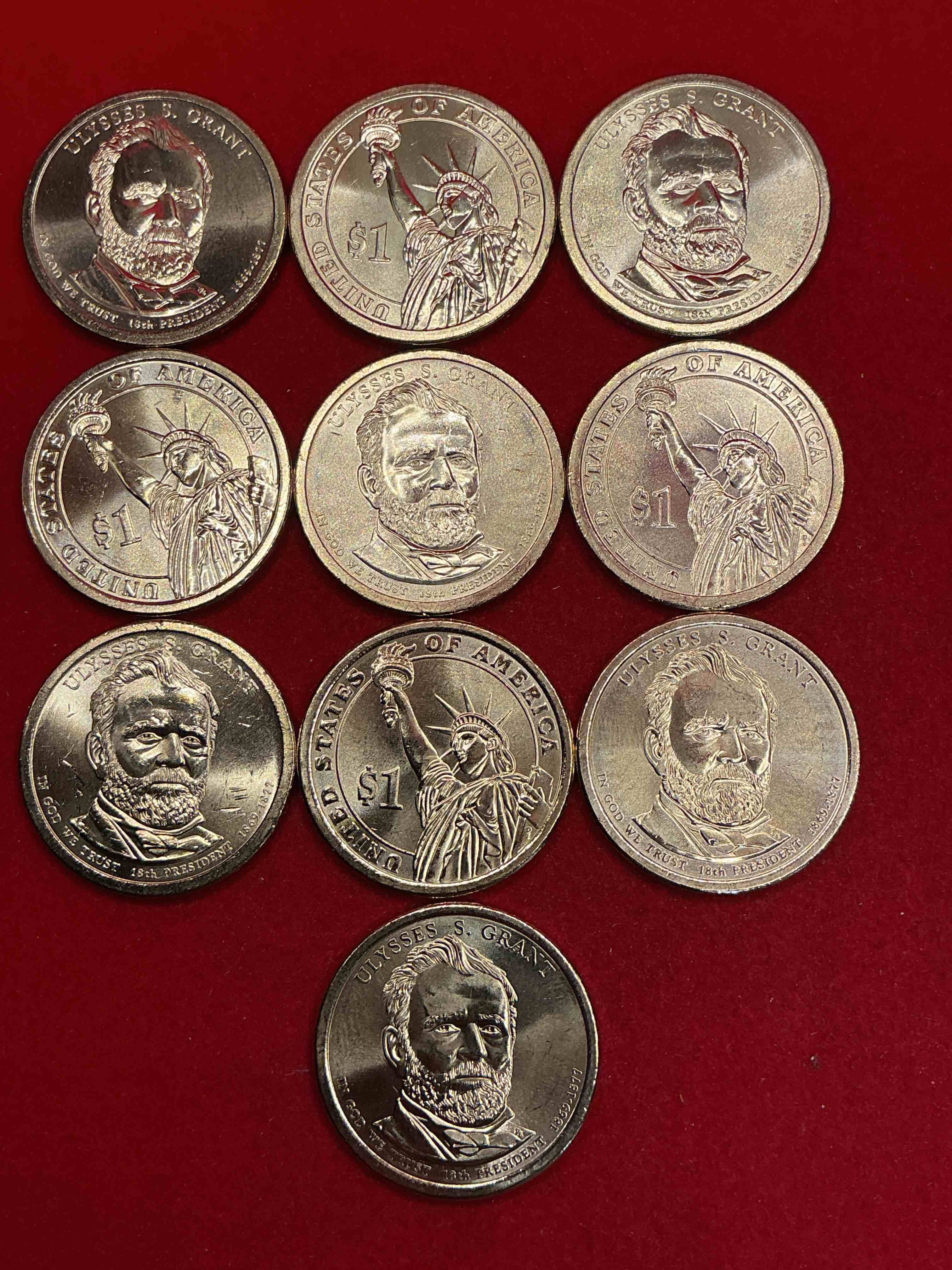 ulysses s. grant 2015 one dollar presidential coins! uncirculated brilliant coins! these coins are in mint condition, and some of the most collectible coins out there! rare, uncirculated, one dollar coins featuring ulysses s. grant