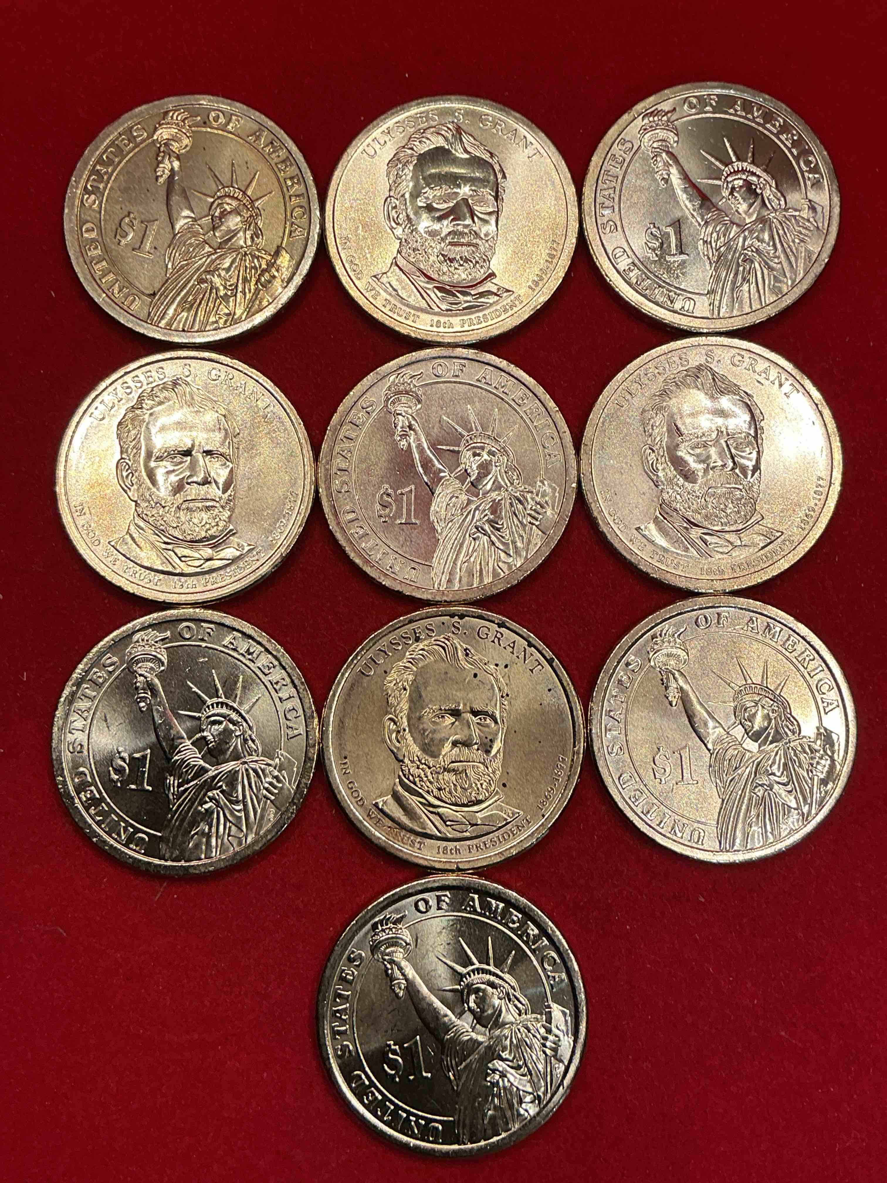 Condition photo showing New/Like New for ulysses s. grant 2015 one dollar presidential coins! uncirculated brilliant coins! these coins are in mint condition, and some of the most collectible coins out there! rare, uncirculated, one dollar coins featuring ulysses s. grant