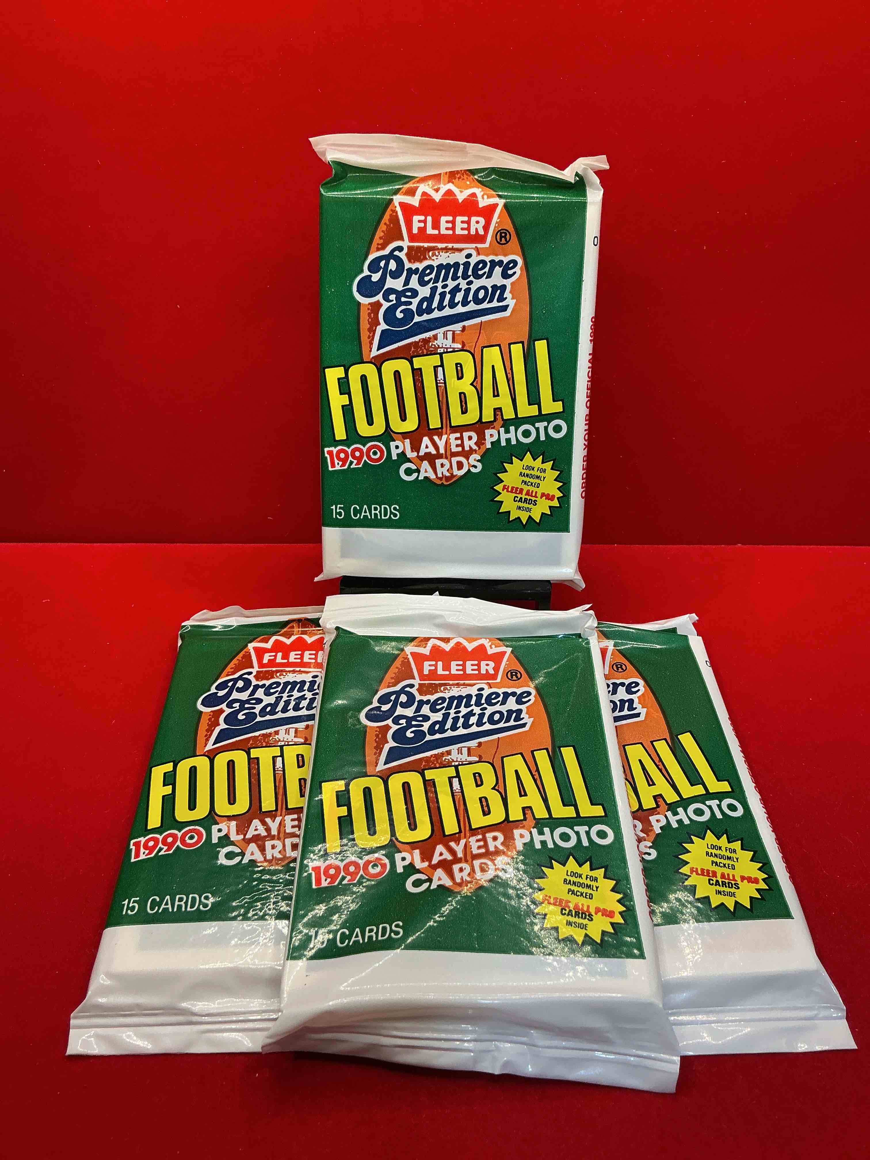 emmitt smith rookie!? 1990 fleer premier edition football unopened packs direct from original box! look for valuable emmitt smith rookie cards! let the search begin!