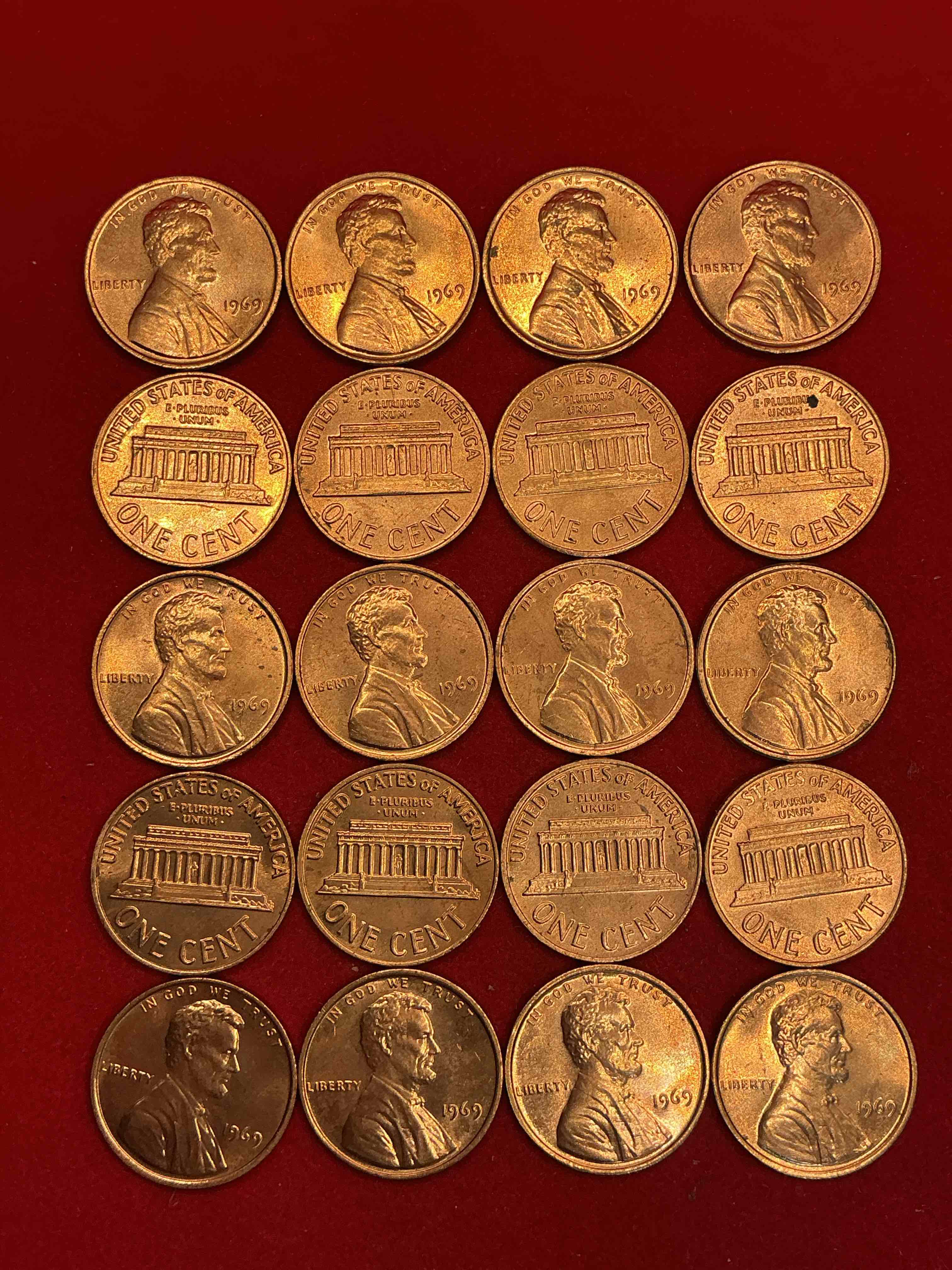1969 moon landing brilliant uncirculated wheat pennies! direct from original treasury bank rolls, these pennies haven’t seen daylight since 1969! on july 20, 1969 the world changed forever when america landed on the moon! own pieces of this era with these gorgeous brilliant uncirculated wheat pennies!