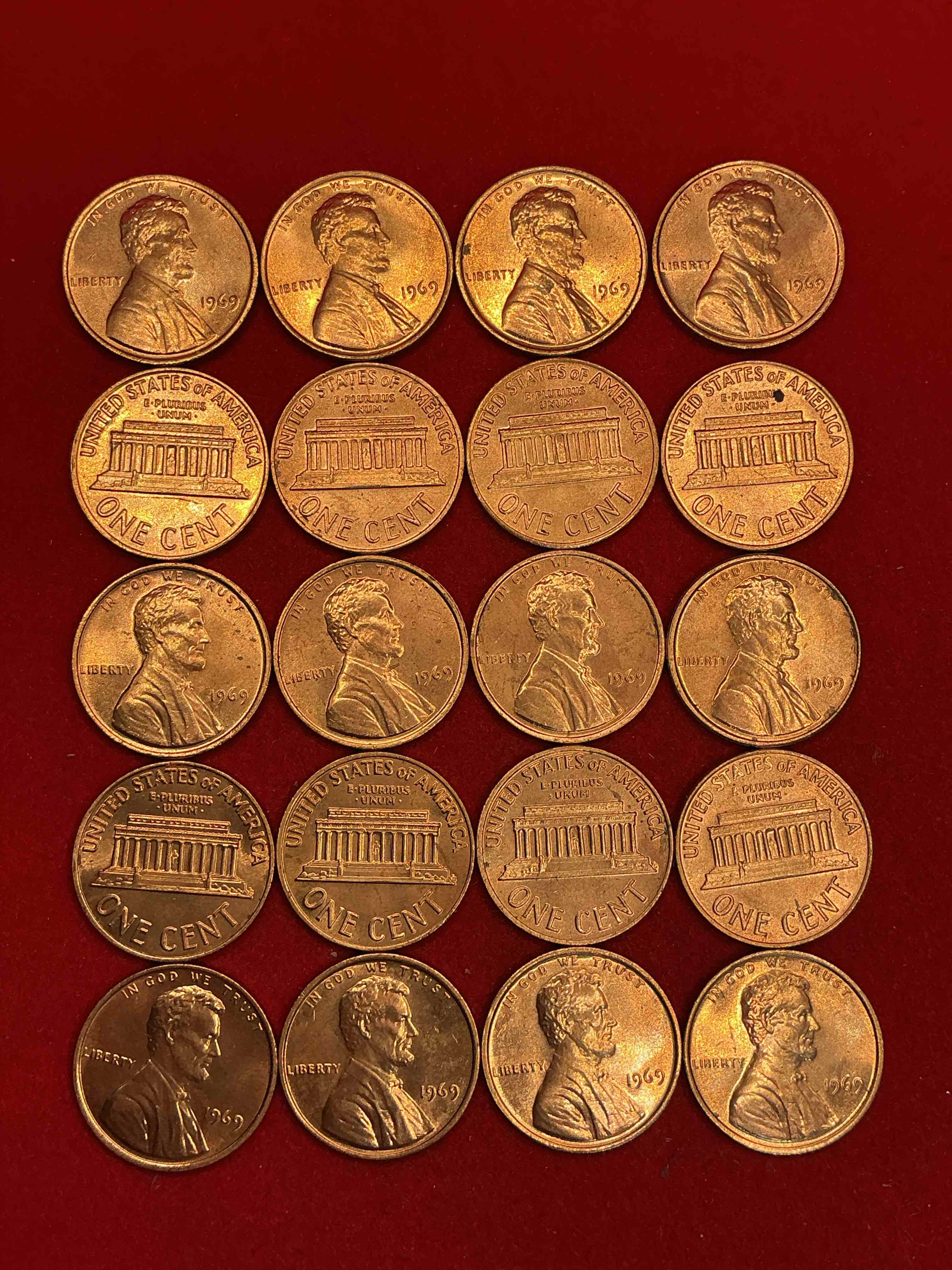 Condition photo showing New/Like New for 1969 moon landing brilliant uncirculated wheat pennies! direct from original treasury bank rolls, these pennies haven’t seen daylight since 1969! on july 20, 1969 the world changed forever when america landed on the moon! own pieces of this era with these gorgeous brilliant uncirculated wheat pennies!