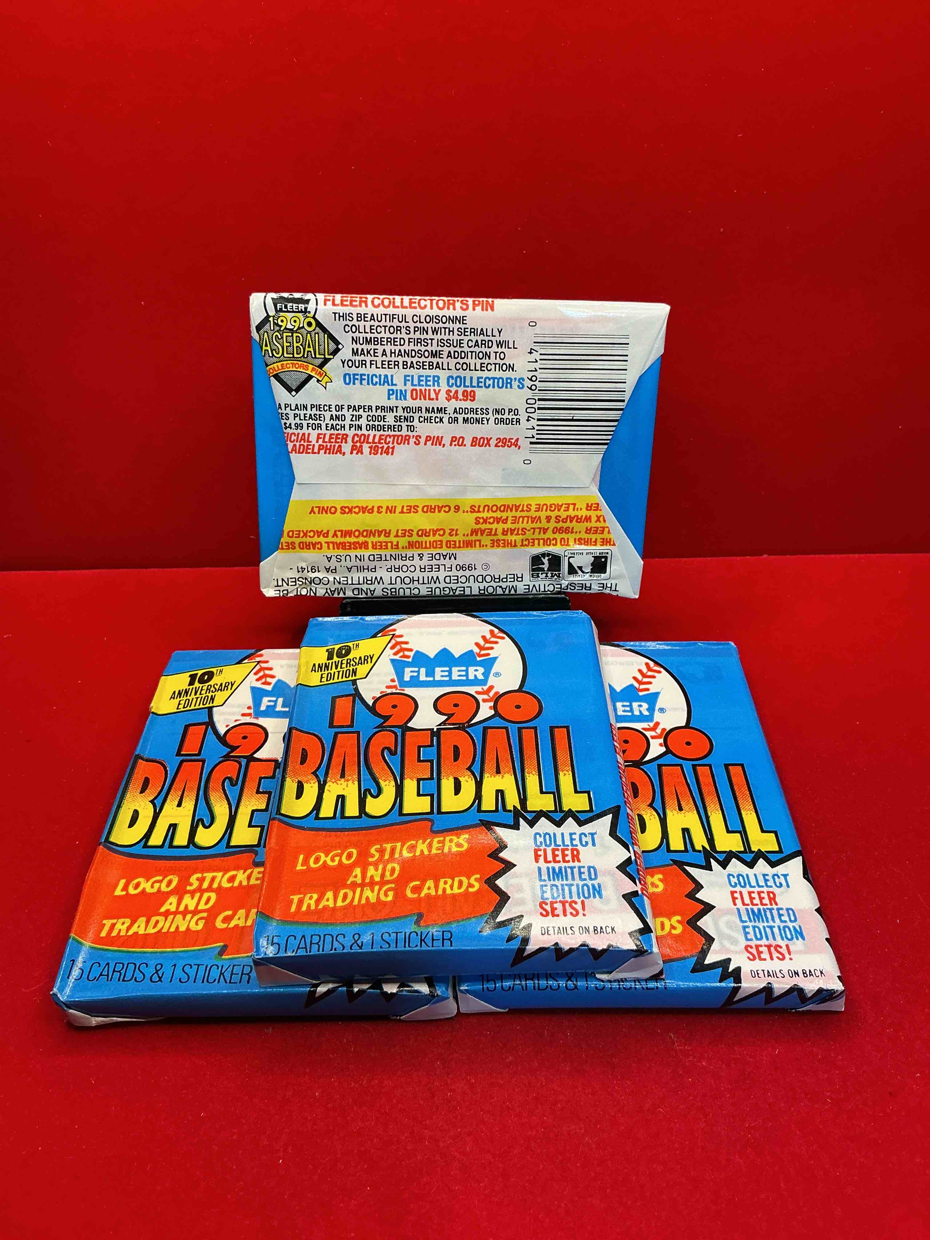 Condition photo showing New/Like New for vintage baseball! awesome 1990 fleer baseball unopened sports card wax packs!direct from original box! search for valuable collectible ken griffey jr cards!