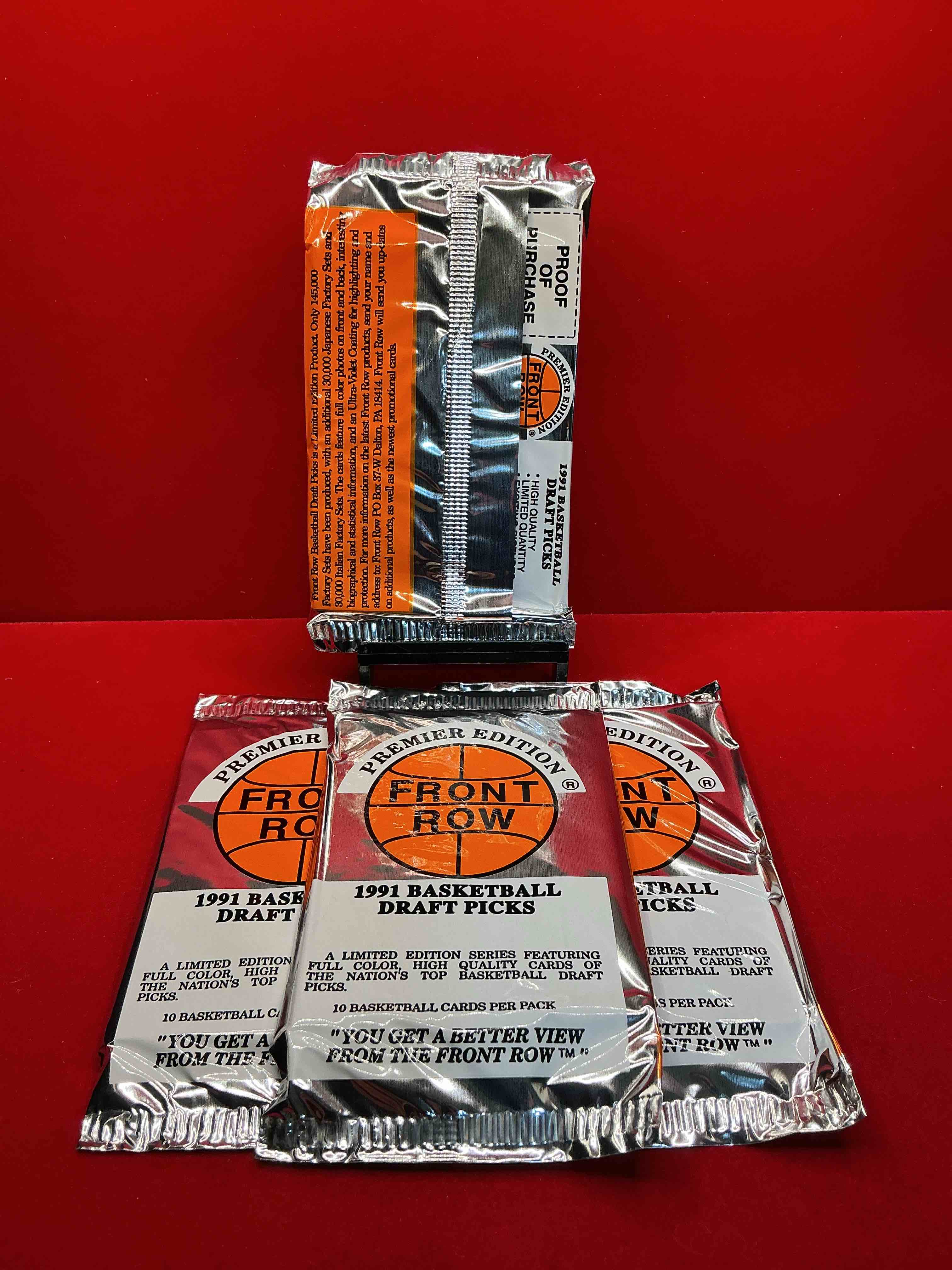 Condition photo showing New/Like New for 1991 throwback rarity! here's something you've probably never seen! 1991 front row college basketball / nba unopened sealed packs, direct from sealed original retail case! includes randomly inserted rare autograph cards! front row was the “original" college jersey card packs back in the day & has long been defunct. these cards are becoming serious collector items due to their scarcity. these things are serious rare! own some great sports card history & something you'll rarely see again!