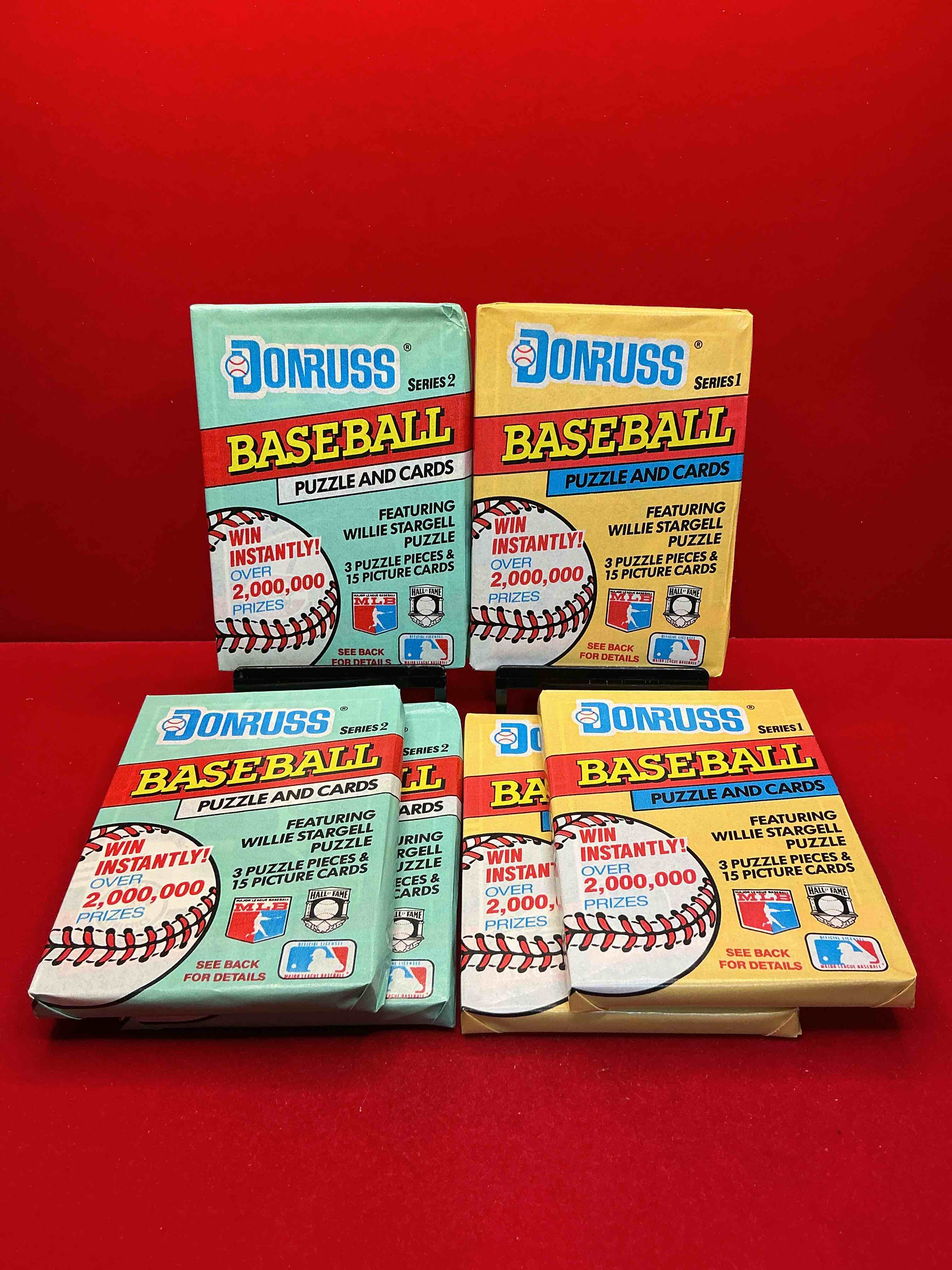 wow! 1991 donruss series 1 & 2 unopened baseball card wax packs! direct from original box! search for valuable ken griffey jr. sports trading cards!