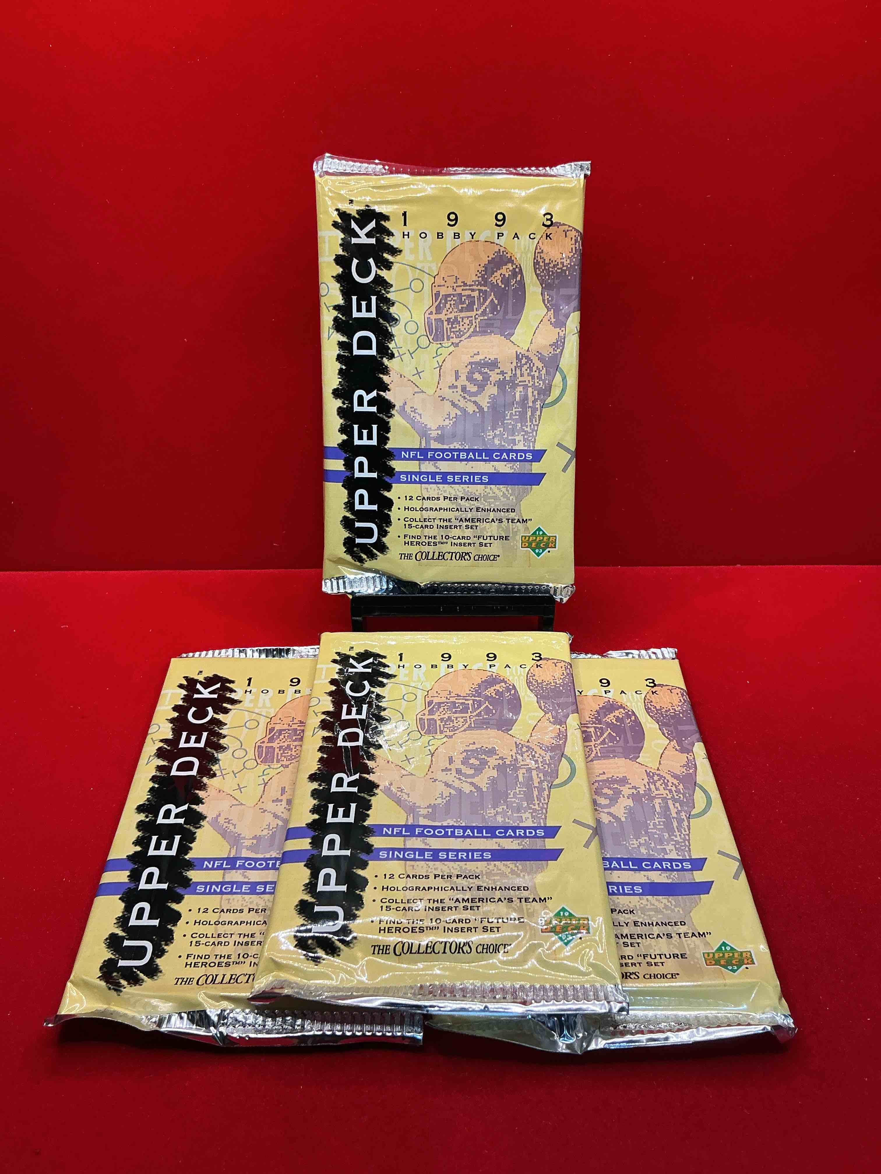 1993 upper deck football packs! single series! search for "americas team" 15 card insert set, 10 card "future heroes" insert set & more! legends & stars!