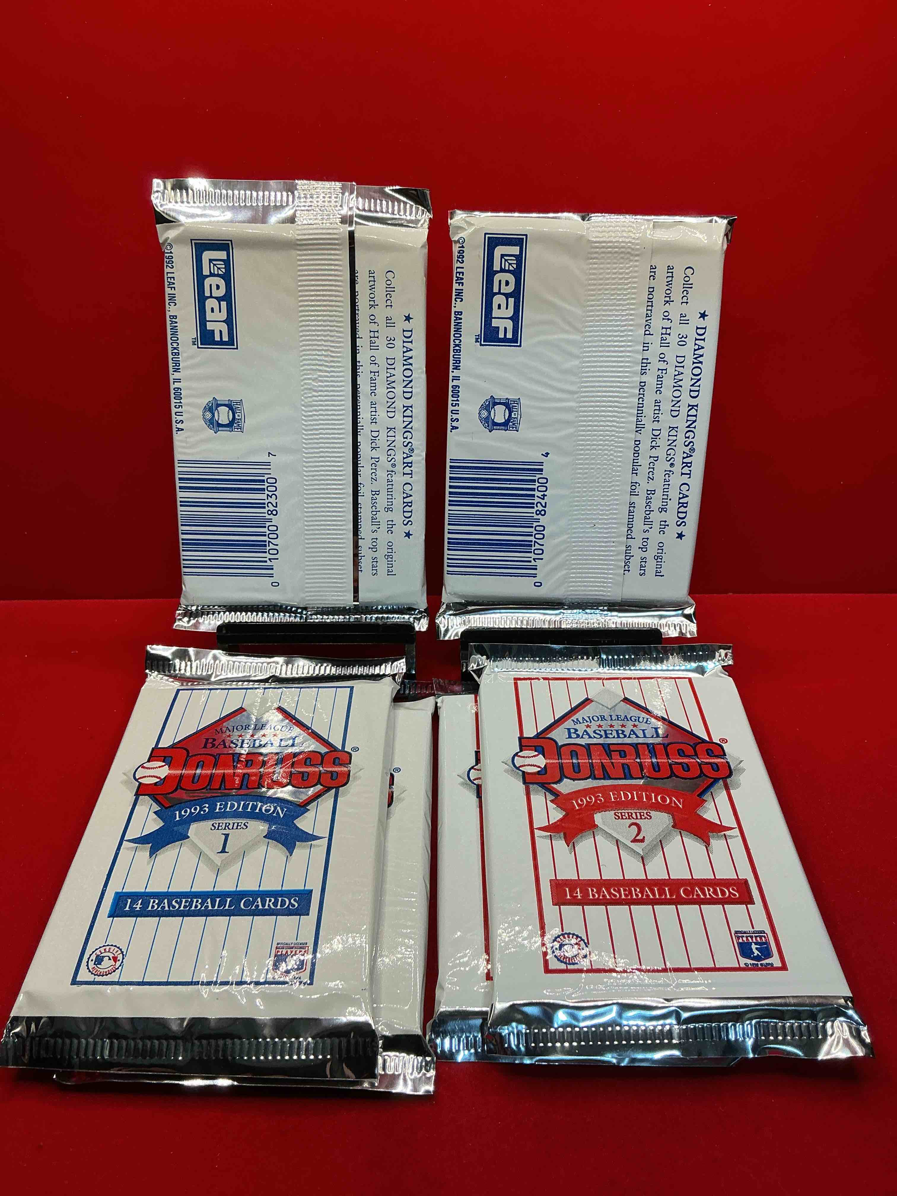 Condition photo showing New/Like New for great year! 1993 donruss baseball unopened baseball card packs, series i & ii, direct from original sealed retail case! search for valuable rated rookie cards from chipper jones (psa 10 $150+) & mike piazza, early ken griffey jr. & so much more!