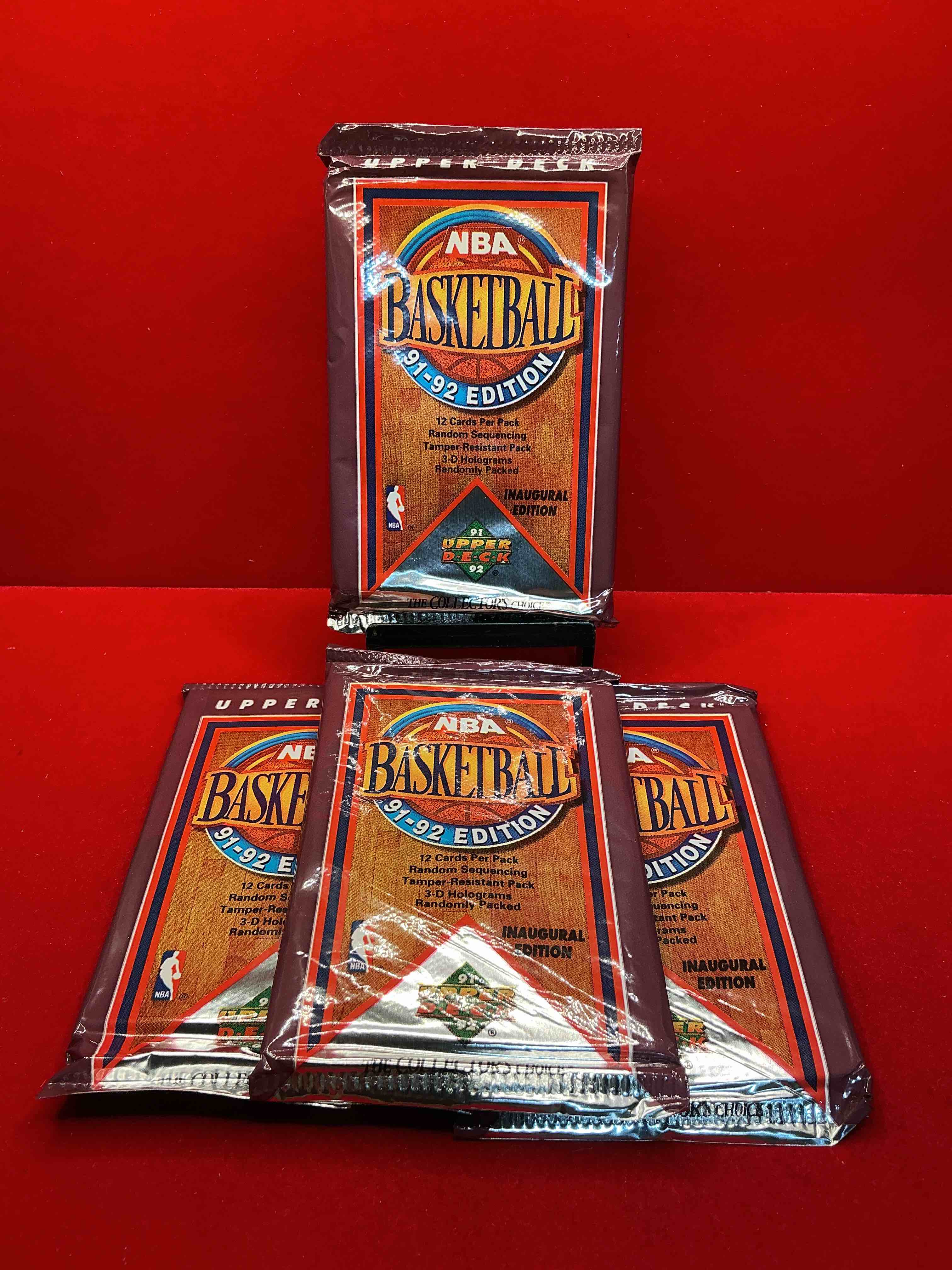 michael jordan?! 1991/92 nba upper deck inaugural edition basketball sealed sports card collectible pack, direct from original retail case! search for valuable michael jordan #44, magic vs. jordan card #34 & so many other cool cards! hard to find & drying up!