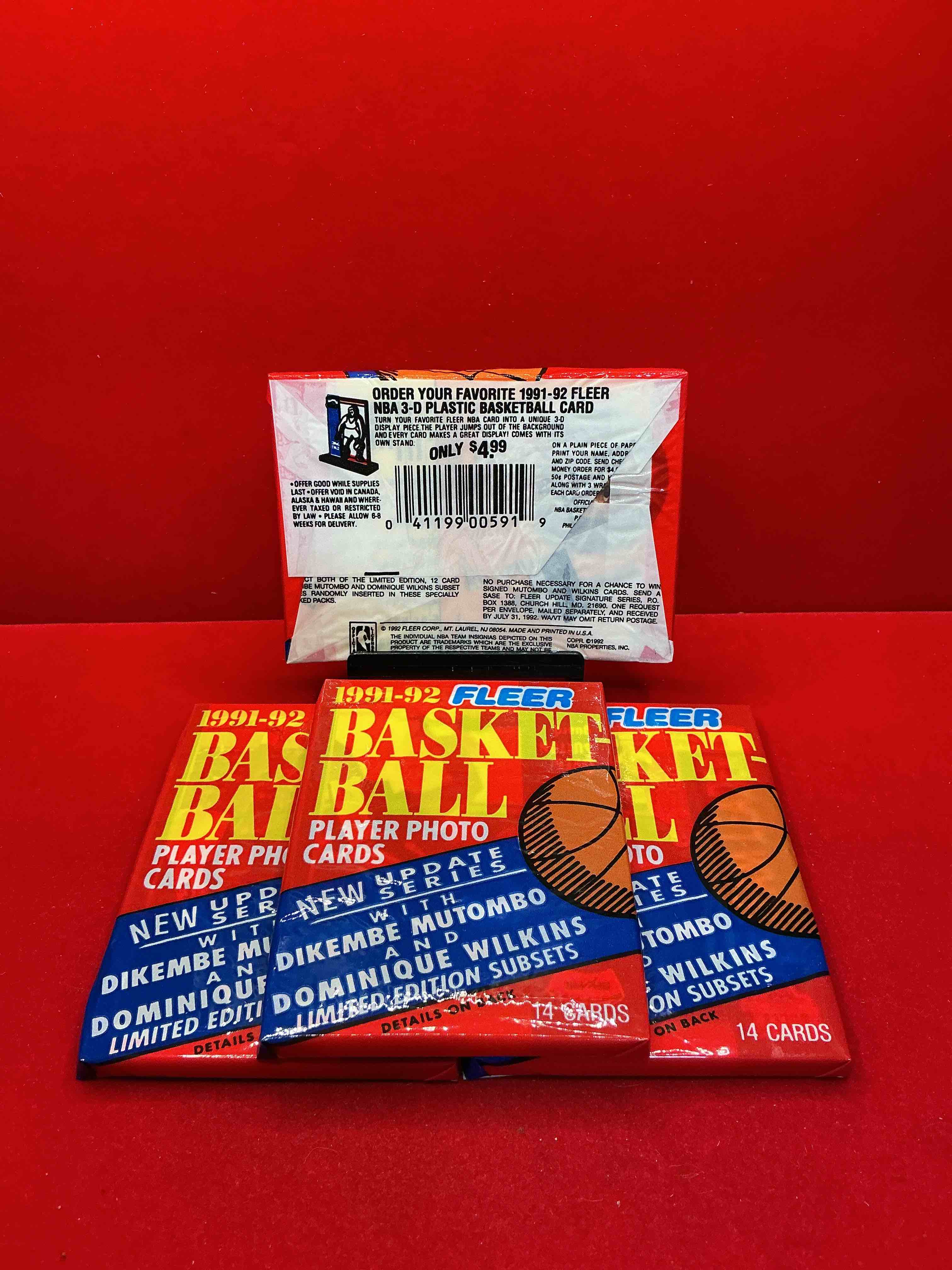 Condition photo showing New/Like New for basketball wow! rare 1991/92 nba fleer sealed sports collectible card pack, direct from original sealed retail case! so many awesome cards to search for michael jordan (psa 10 value $150) larry bird, magic johnson & too many other great cards to list! hard to find, excellent like-new condition!