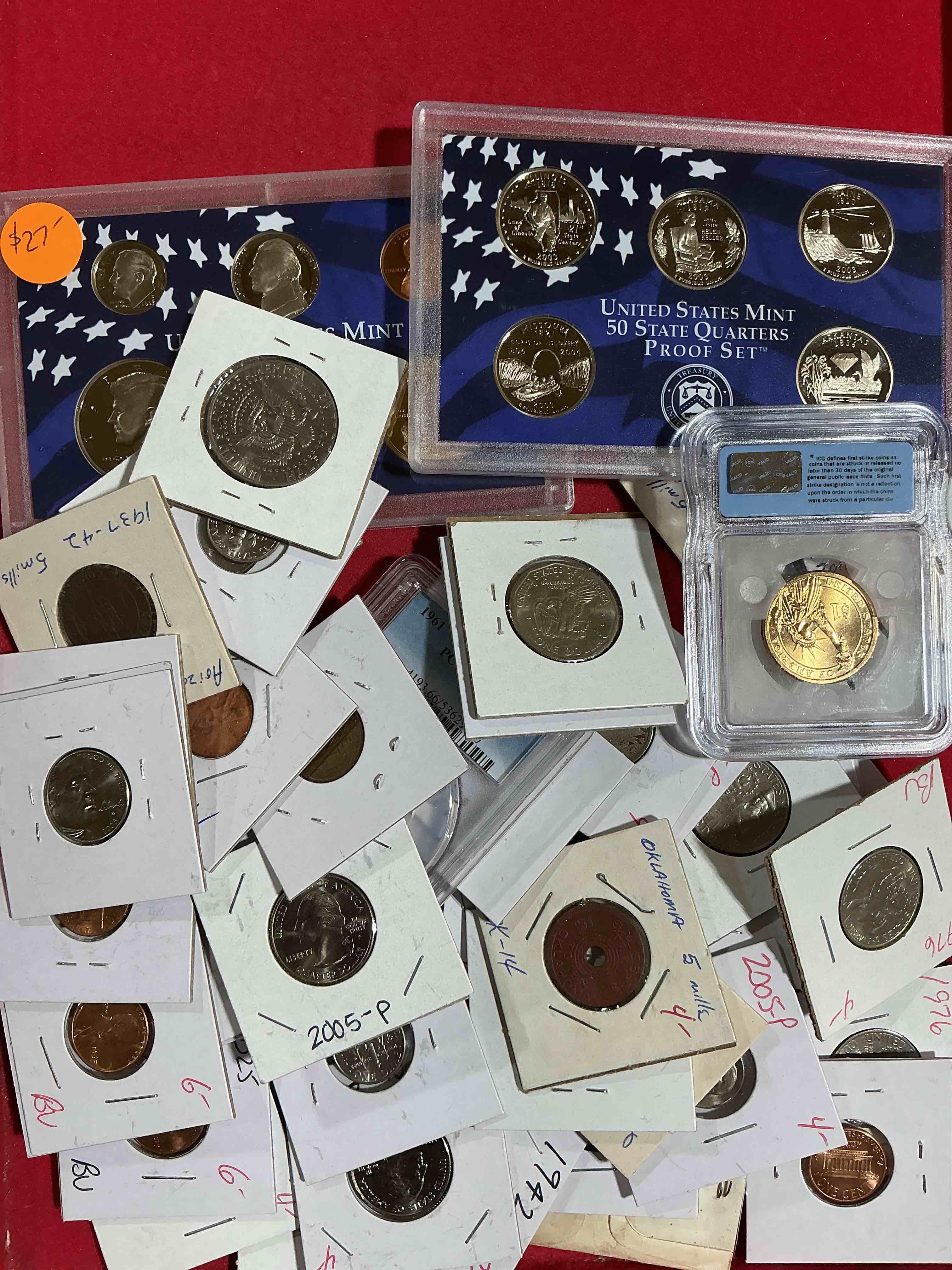 cool coin closeout! wow! awesome u.s. coins & more, antique, vintage & modern galore! many uncirculated! check out this incredible closeout collection of incredibly cool coins & rare items spanning decades! bid is per coin/item & all coins encased for protection! a true smorgasbord collector's dream! each collection is unique and includes items such as rare antique coins, rare date coins, coin sets, modern uncirculated coins, wooden tokens, cool medallions & more! disregard original price marks on pieces, this is a true auction closeout! an incredible opportunity for re-sellers & collectors!