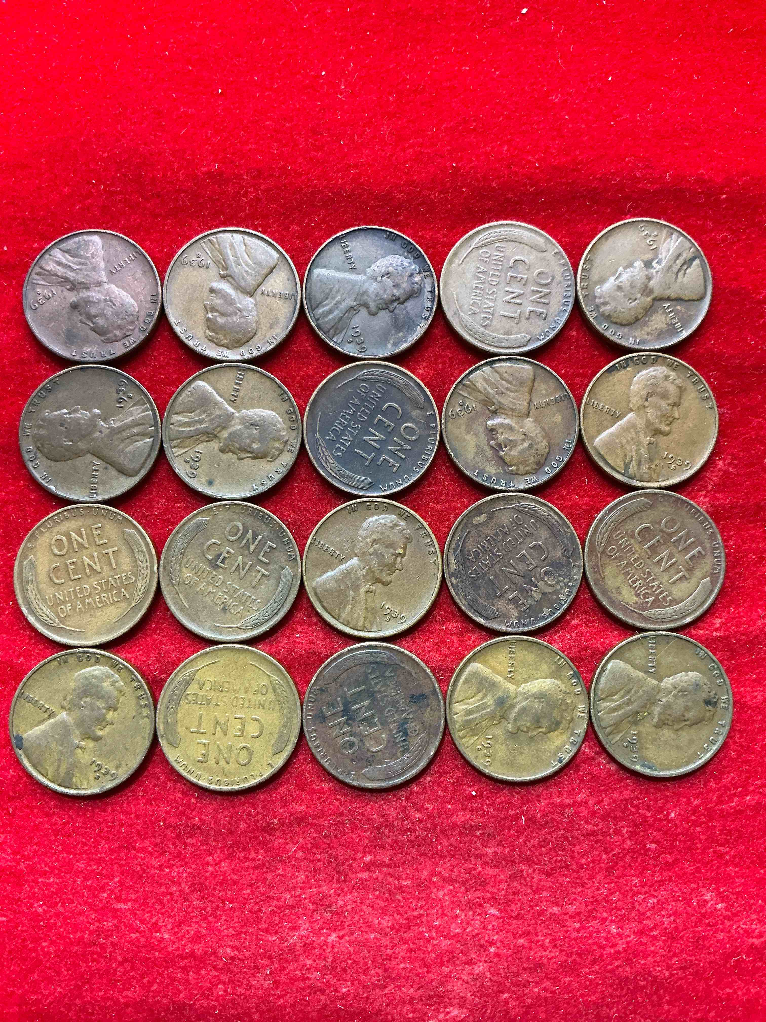 Condition photo showing Good Condition for rare 1939 wheat pennies! world war 2 buffs take notice! wwii started in 1939 when hitler invaded poland. up for auction are rare 1939 san francisco wheat pennies, in great condition!