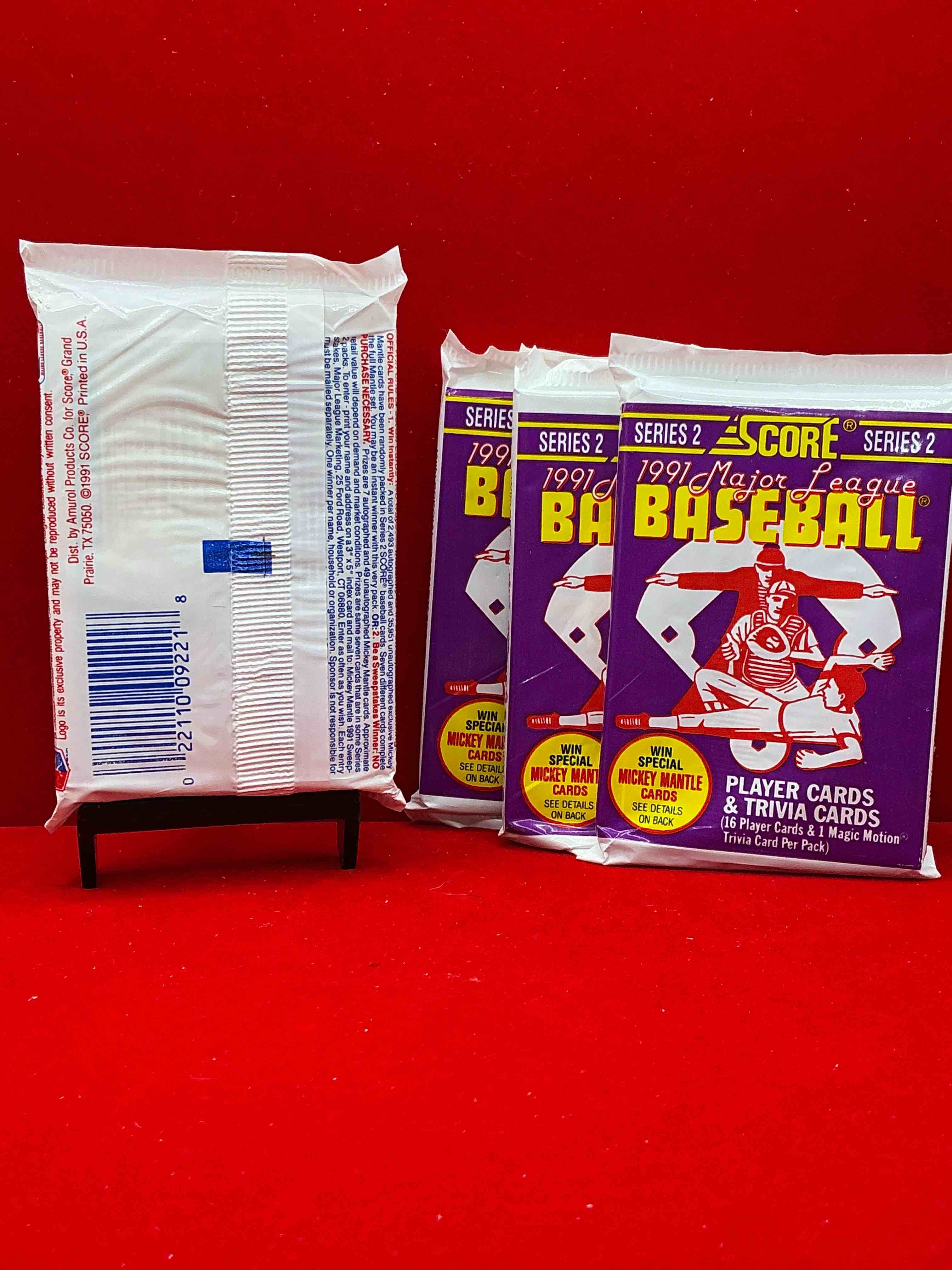 Condition photo showing New/Like New for signed mickey mantle? 1991 score baseball unopened packs! 2,493 signed mickey mantle cards from this year out there, fetching big money if pulled! insanely cool & valuable pocks with stars & rookies!