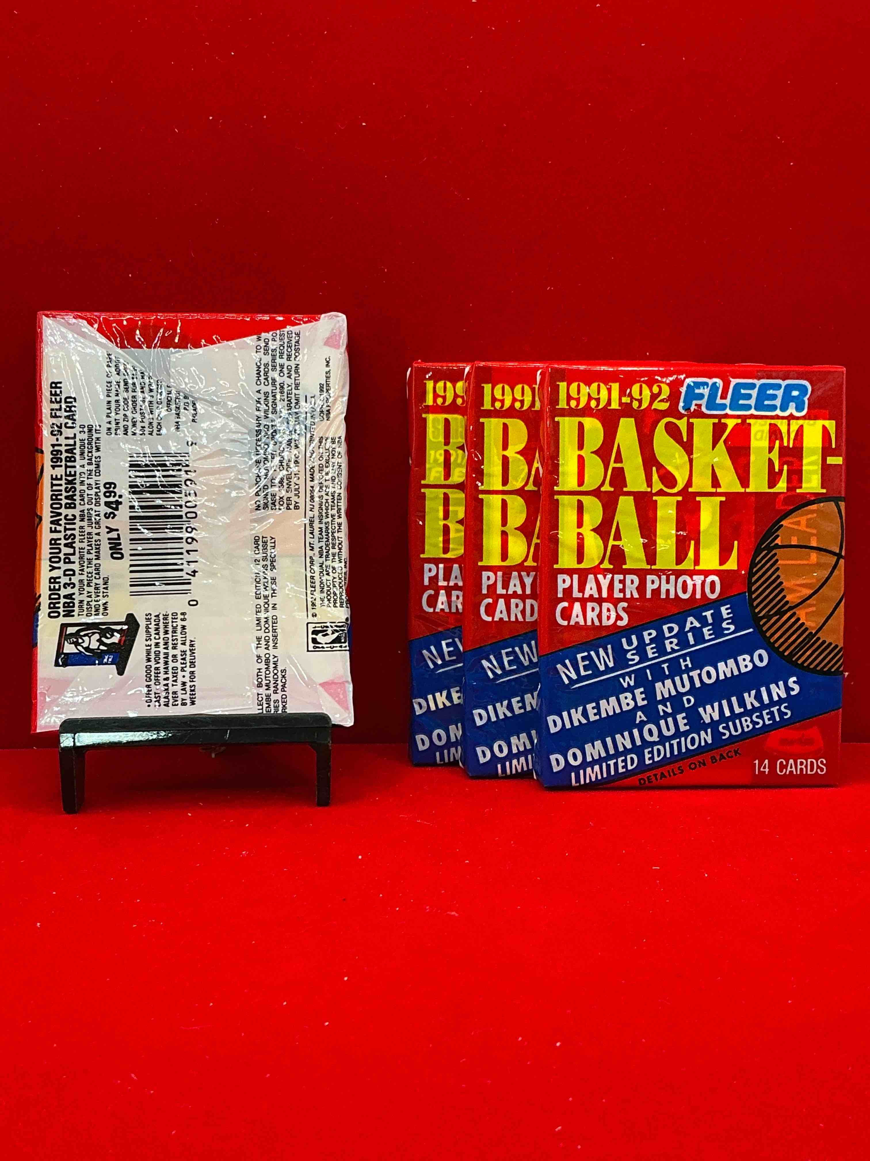 Condition photo showing New/Like New for basketball wow! rare 1991/92 nba fleer sealed sports collectible card pack, direct from original sealed retail case! so many awesome cards to search for michael jordan (psa 10 value $150) larry bird, magic johnson & too many other great cards to list! hard to find, excellent like-new condition!