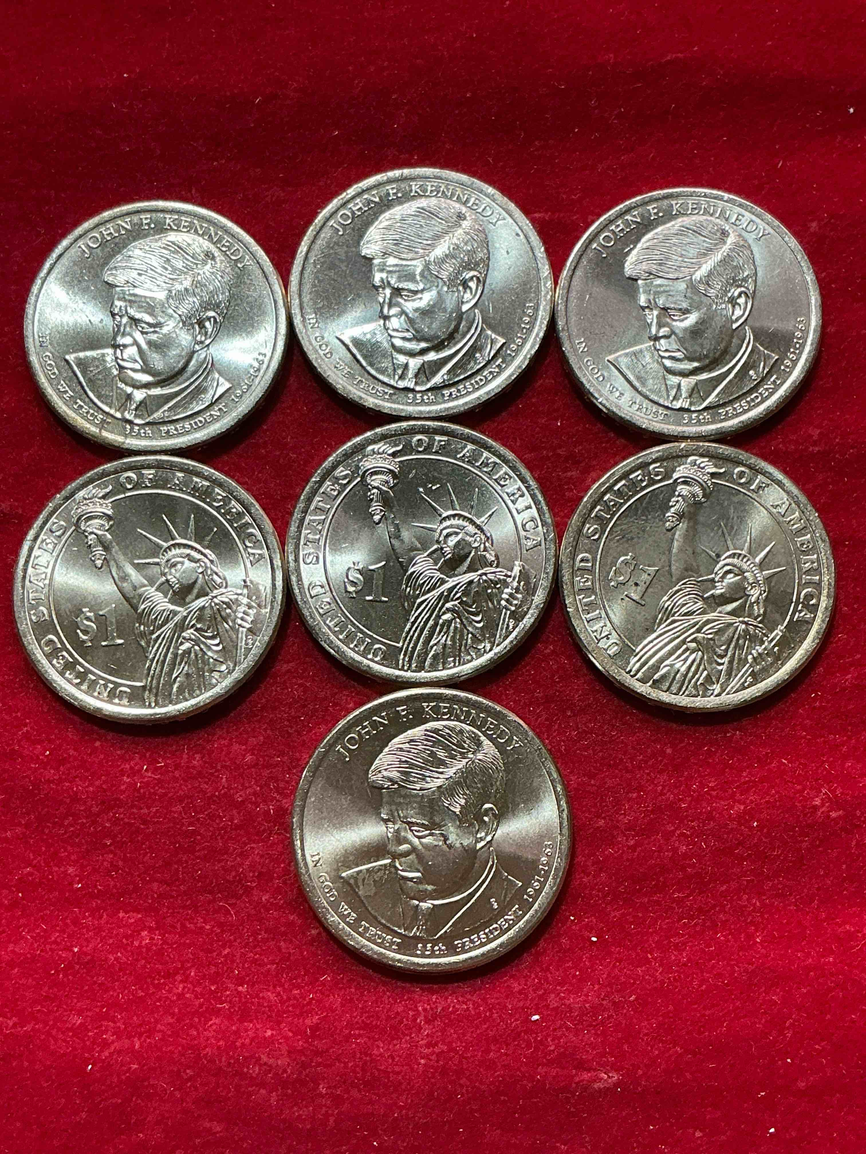 Condition photo showing New/Like New for john f. kennedy 2015 one dollar presidential coins! uncirculated brilliant coins! these coins are in mint condition, and some of the most collectible coins out there! rare, uncirculated, one dollar coins featuring john f. kennedy