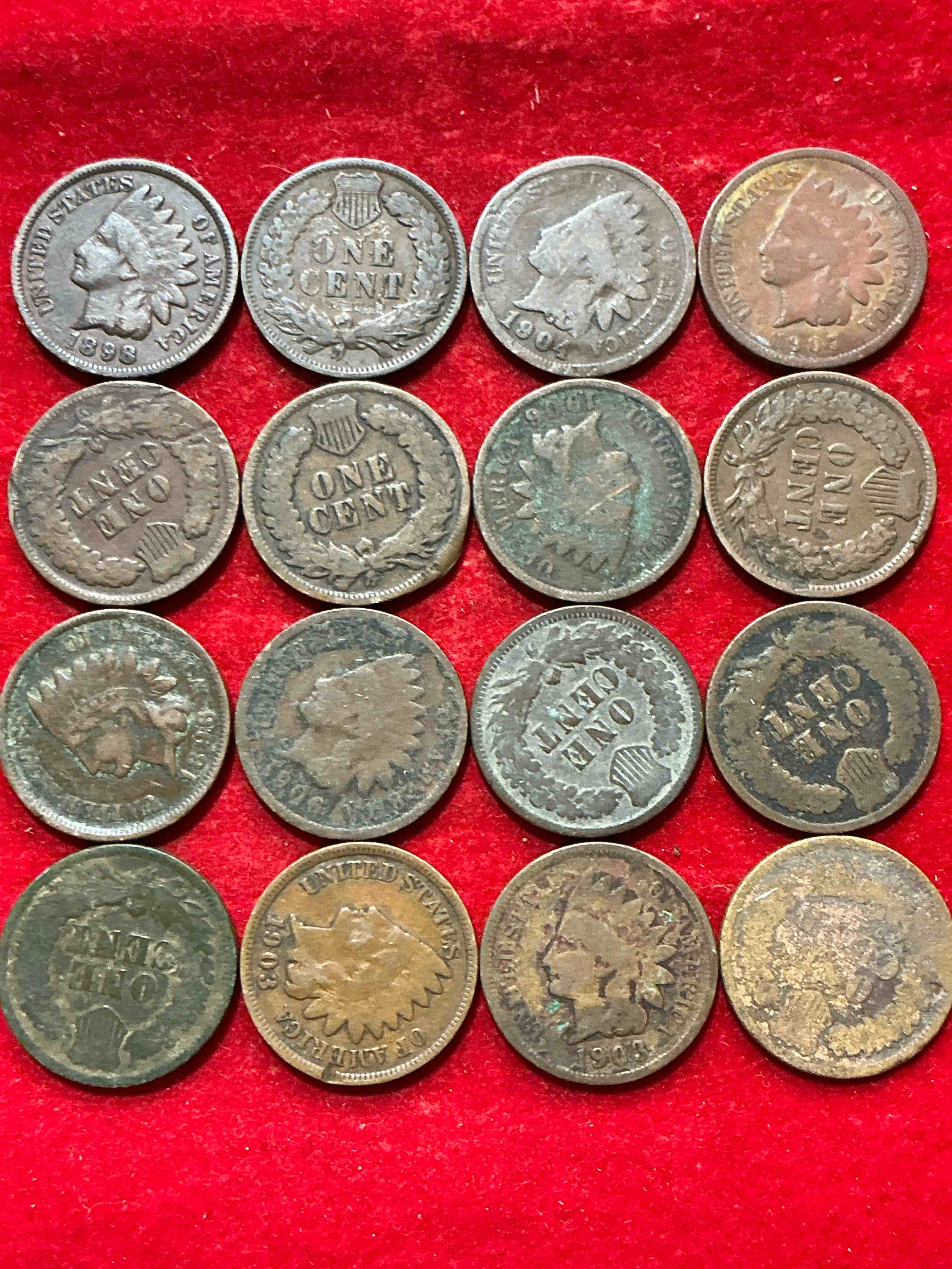 Condition photo showing Good Condition for indian head pennies! these gorgeous u.s. pennies were minted from 1859-1909 & have become serious collector items! the "indian head" design is actually a representation of lady liberty wearing an indian headdress. here are beautiful, well-kept examples representing many different mint years! great for collecting, investing & learning history, & rare with visible dates!