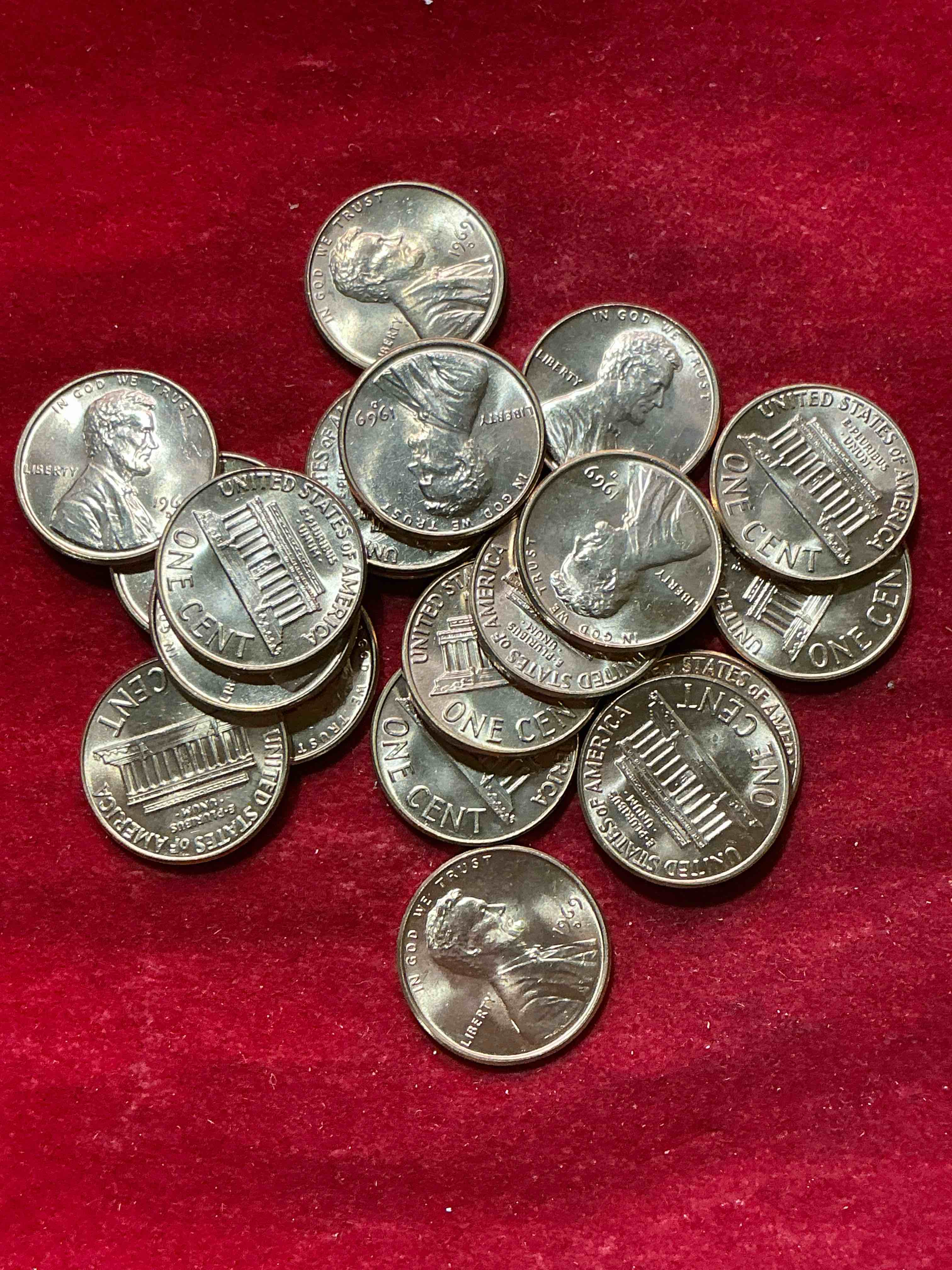 Condition photo showing New/Like New for 1969 moon landing brilliant uncirculated wheat pennies! direct from original treasury bank rolls, these pennies haven’t seen daylight since 1969! on july 20, 1969 the world changed forever when america landed on the moon! own pieces of this era with these gorgeous brilliant uncirculated wheat pennies!