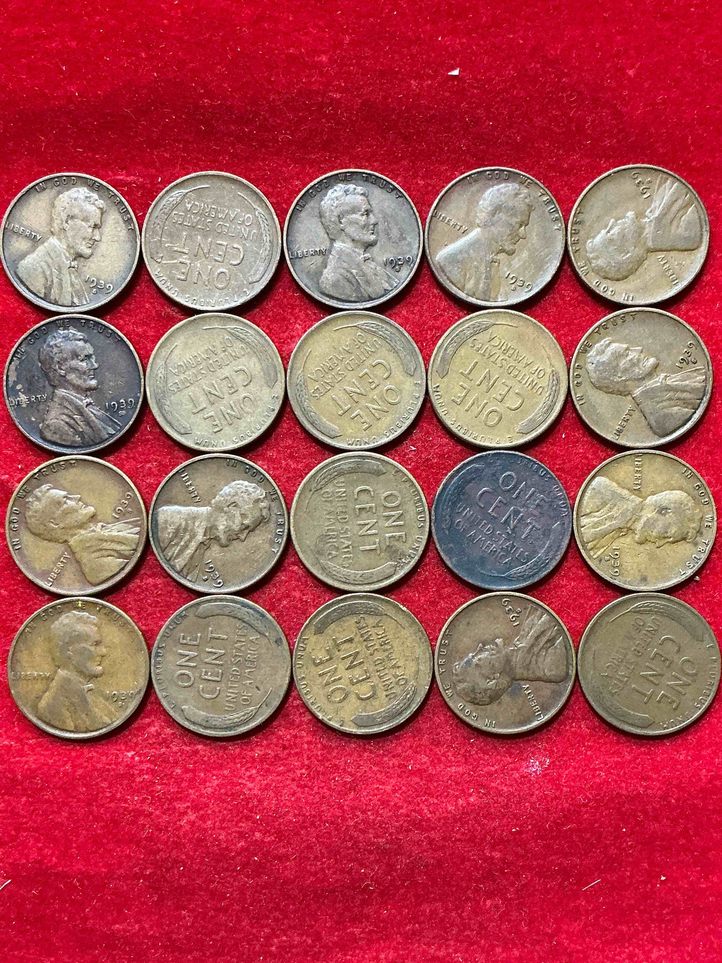Condition photo showing Good Condition for rare 1939 wheat pennies!  world war 2 buffs take notice!  wwii started in 1939 when hitler invaded poland.  up for auction are rare 1939 san francisco wheat pennies, in great condition! 