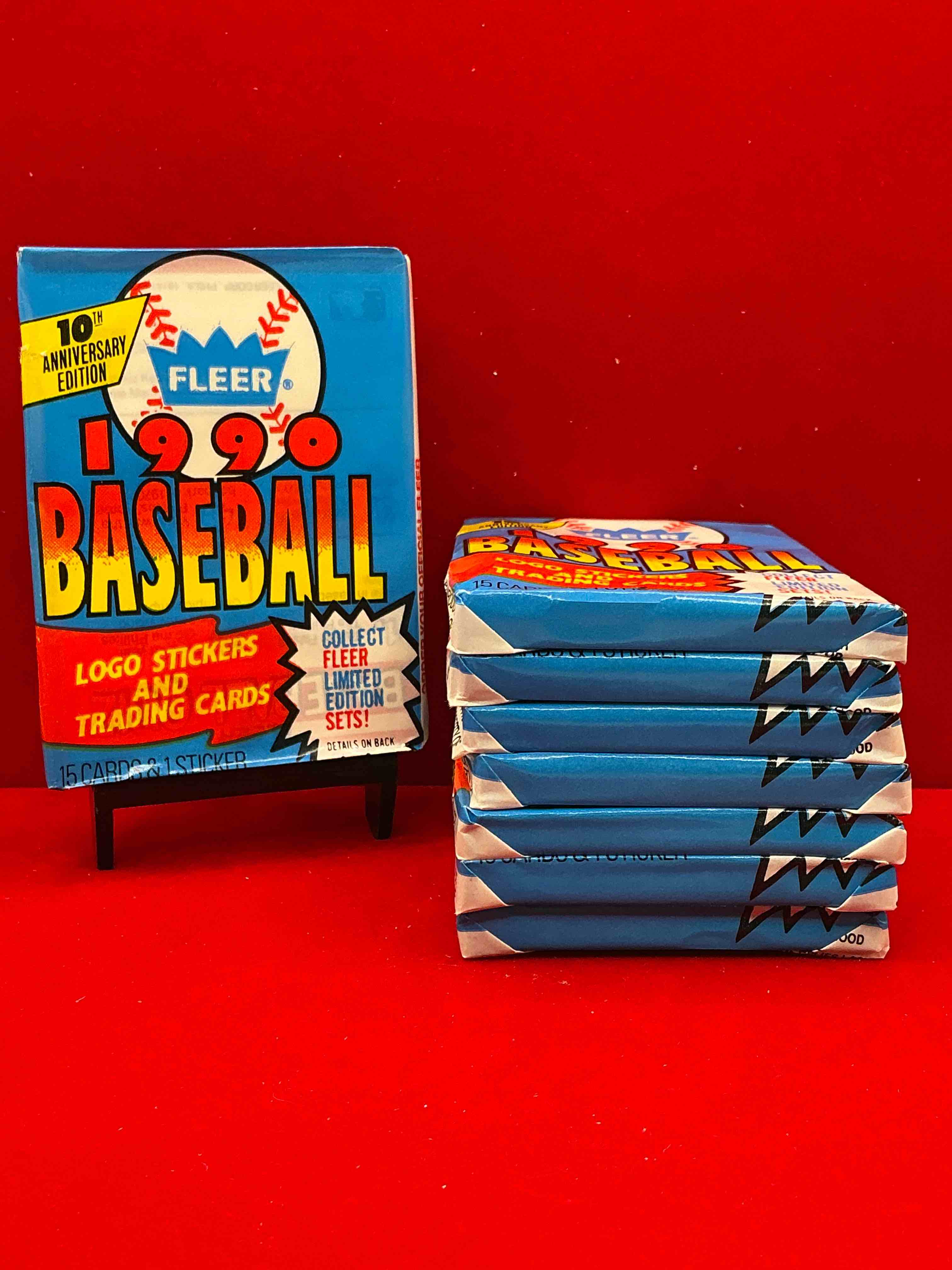 vintage baseball! awesome 1990 fleer baseball unopened sports card wax packs!direct from original box! search for valuable collectible ken griffey jr cards!