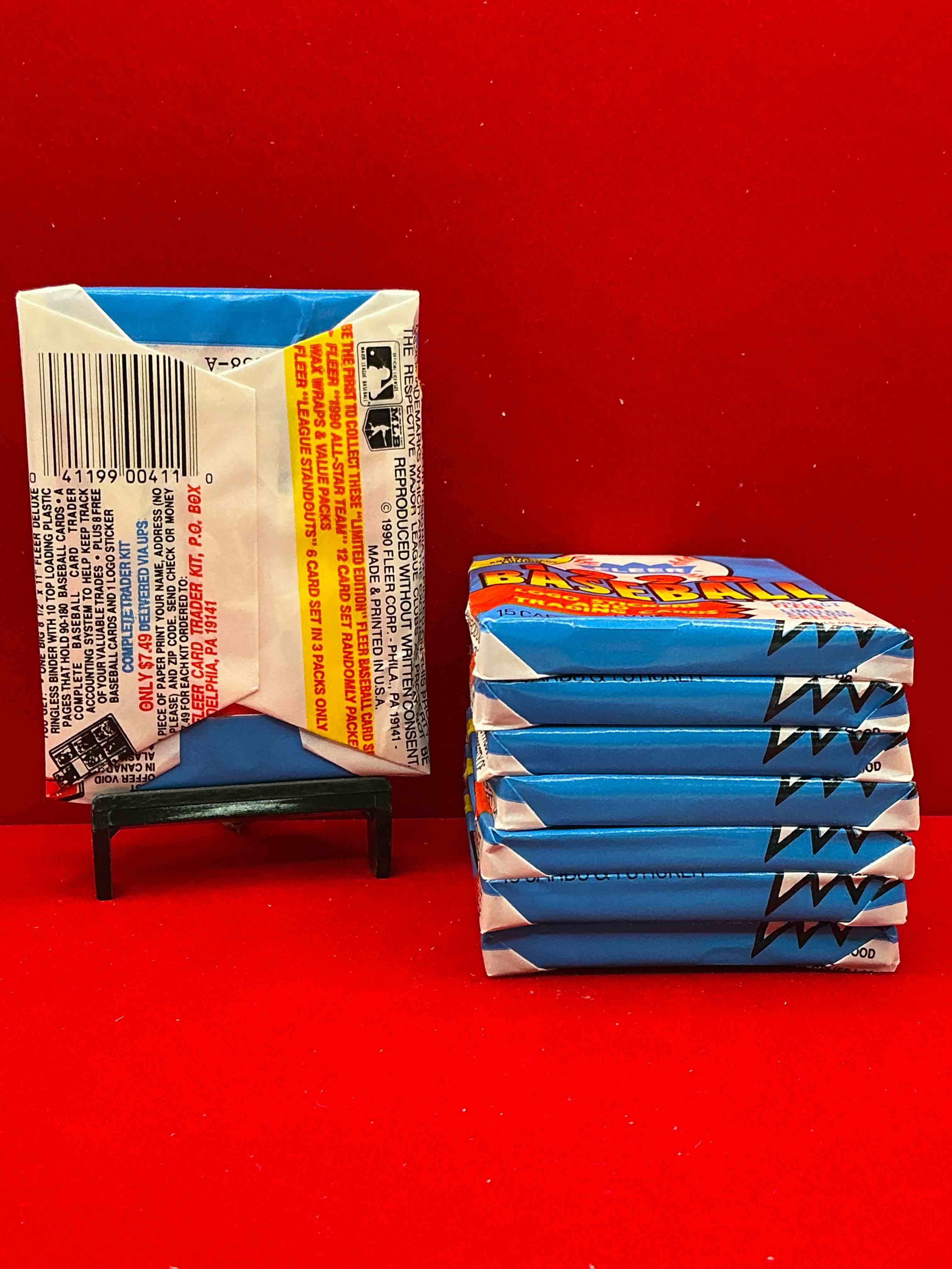 Condition photo showing New/Like New for vintage baseball! awesome 1990 fleer baseball unopened sports card wax packs!direct from original box! search for valuable collectible ken griffey jr cards!