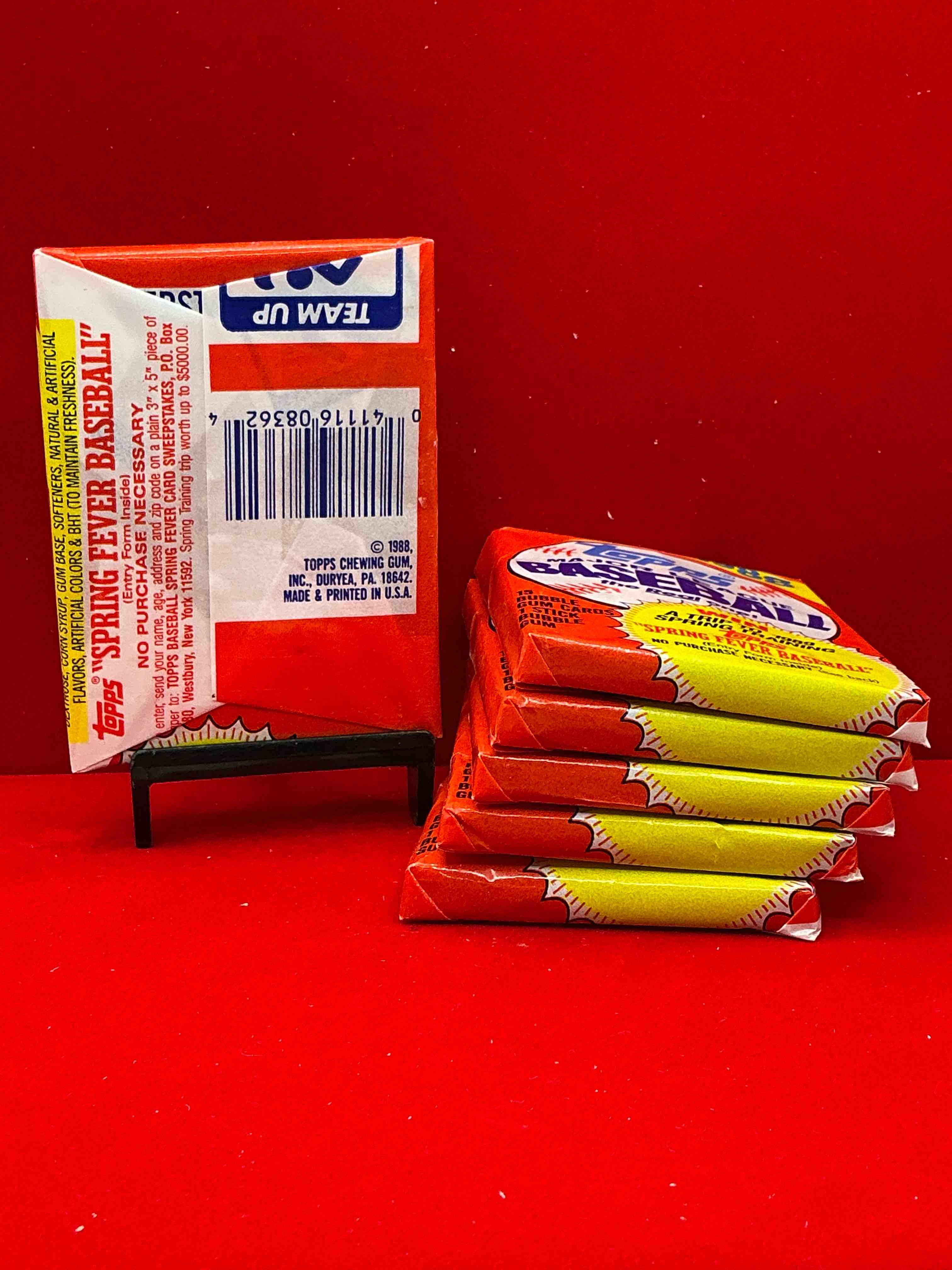 Condition photo showing New/Like New for 80's baseball fan's rejoice! 1988 topps baseball unopened wax packs full of collectible trading cards! search for valuable don mattingly "world of baseball" & nolan ryan cards worth hundreds in perfect condition!