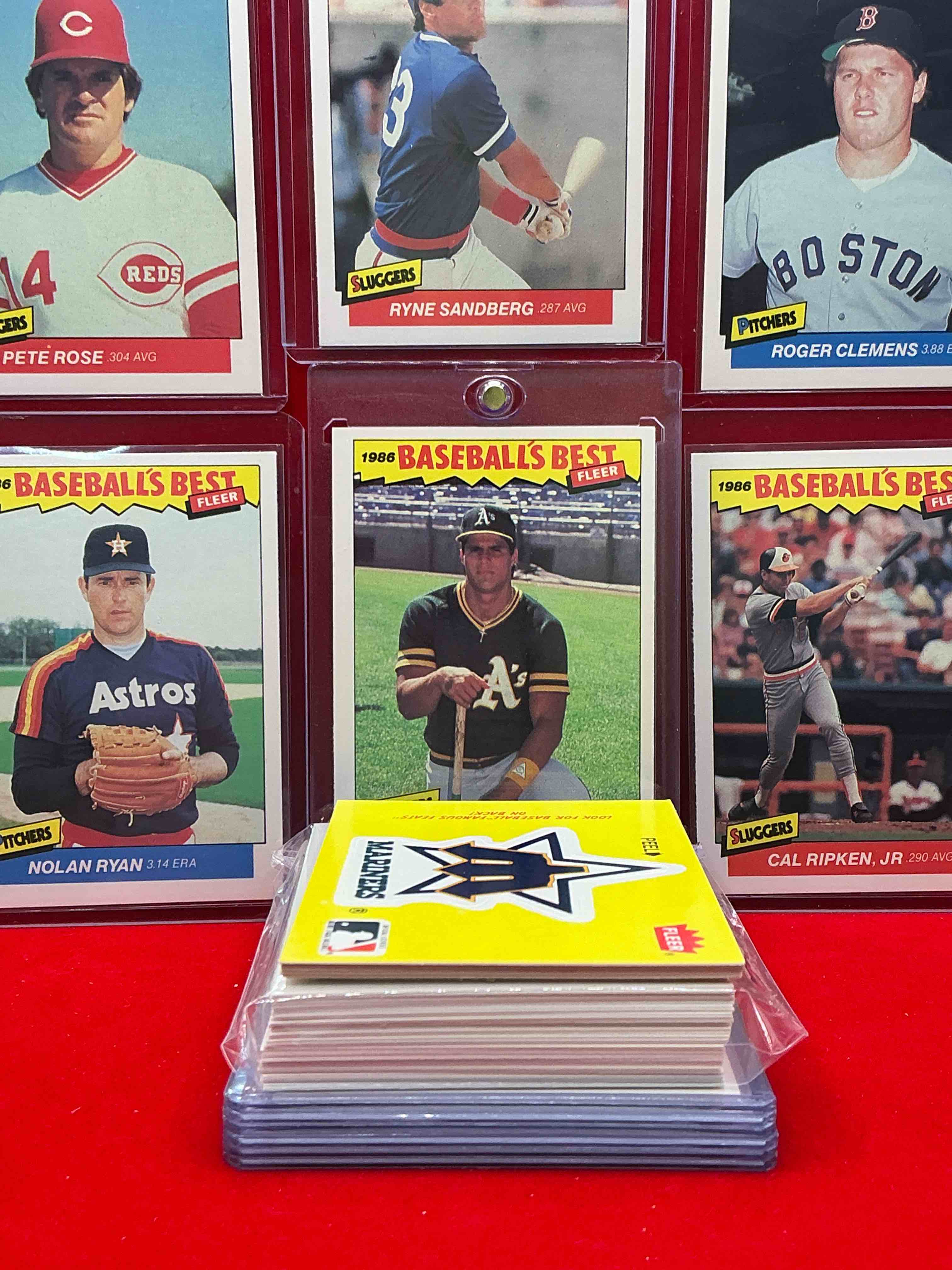 1986 baseball’s best fleer baseball cards! jose canseco, roger clemens, darryl strawberry, pete rose, cal ripken jr & more! baseball’s best! 50 card lot, includes commons & legends alike! some of the best to ever do it!