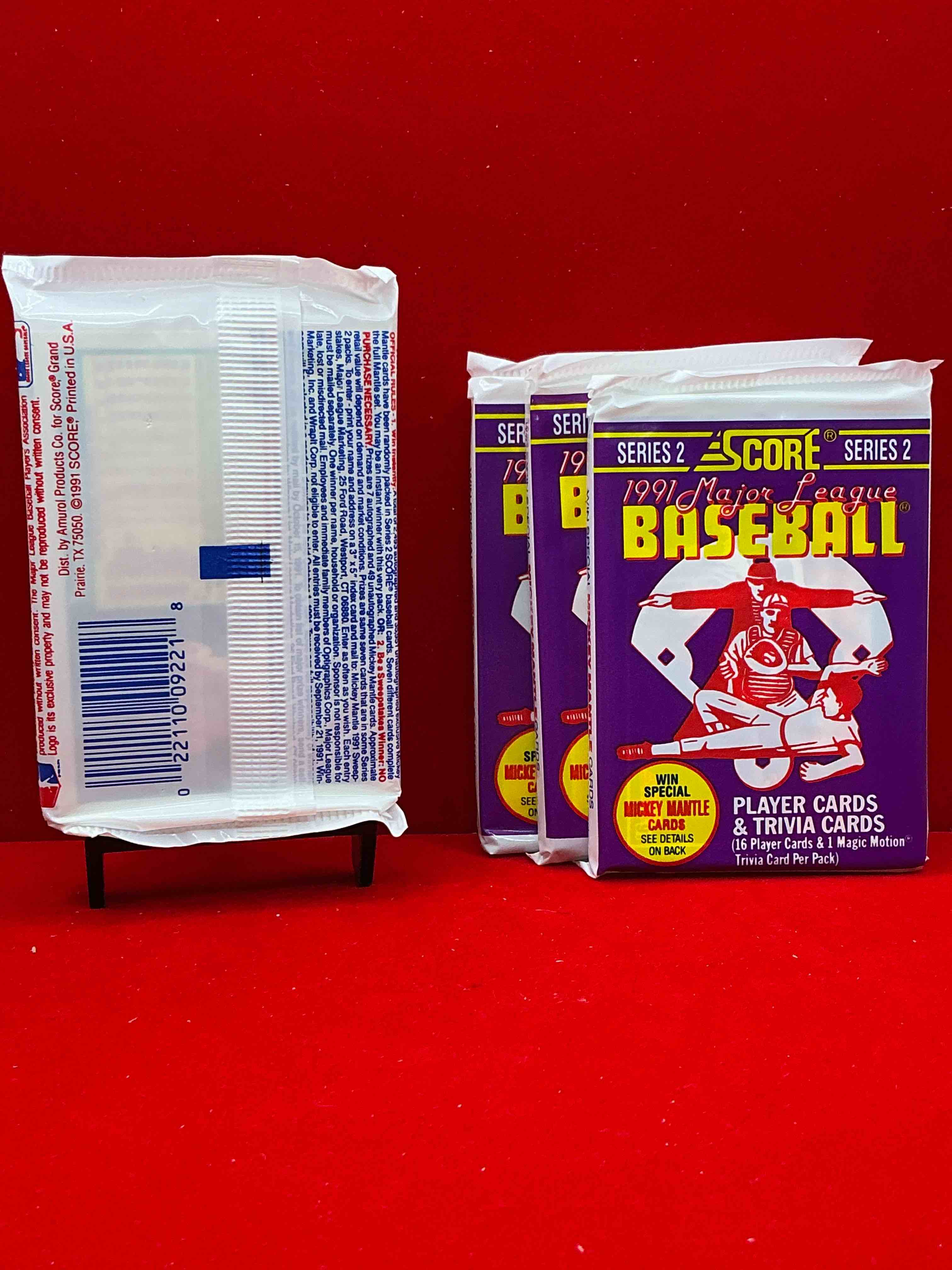 Condition photo showing New/Like New for signed mickey mantle? 1991 score baseball unopened packs! 2,493 signed mickey mantle cards from this year out there, fetching big money if pulled! insanely cool & valuable pocks with stars & rookies!