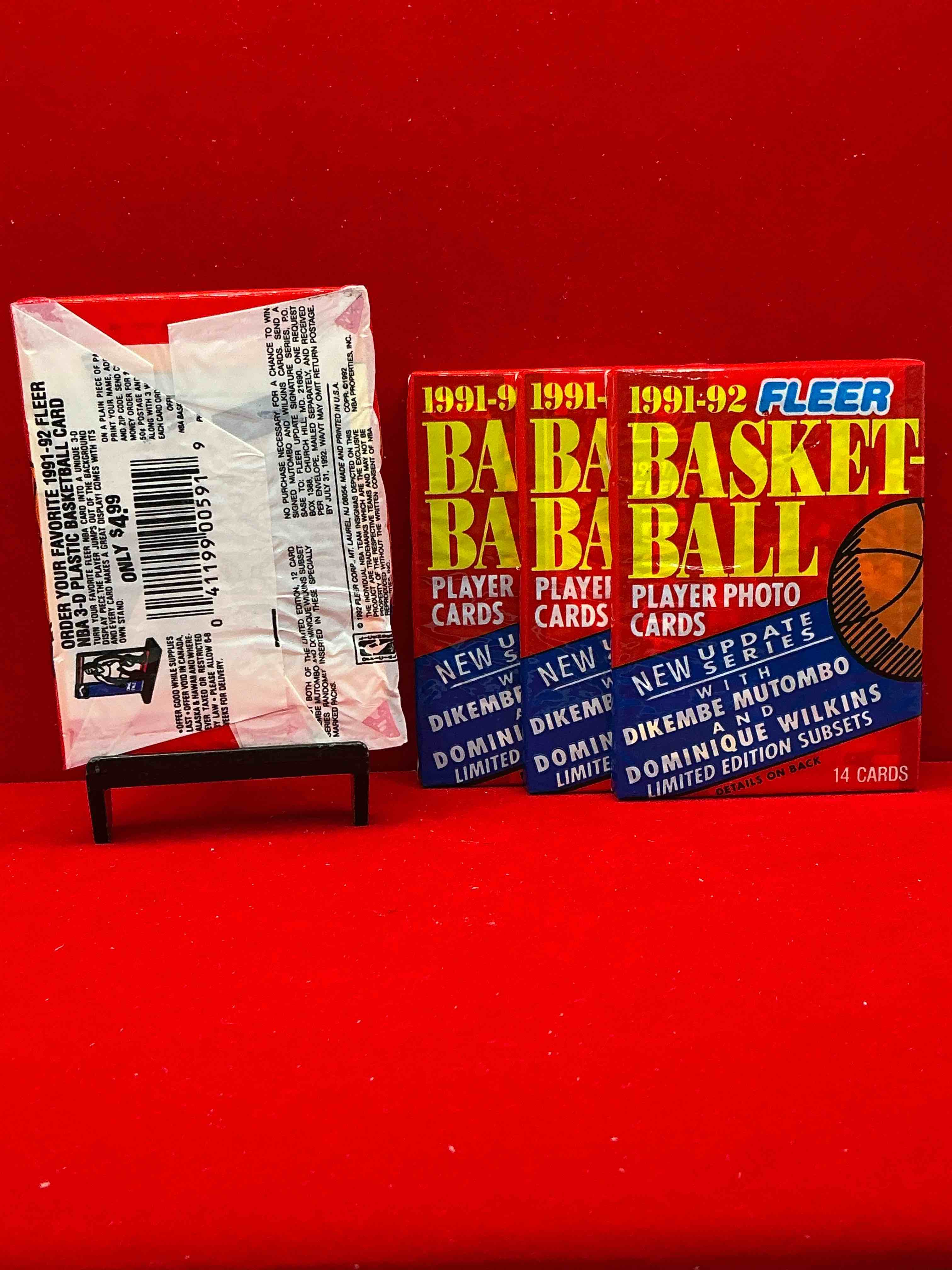 Condition photo showing New/Like New for basketball wow! rare 1991/92 nba fleer sealed sports collectible card pack, direct from original sealed retail case! so many awesome cards to search for michael jordan (psa 10 value $150) larry bird, magic johnson & too many other great cards to list! hard to find, excellent like-new condition!
