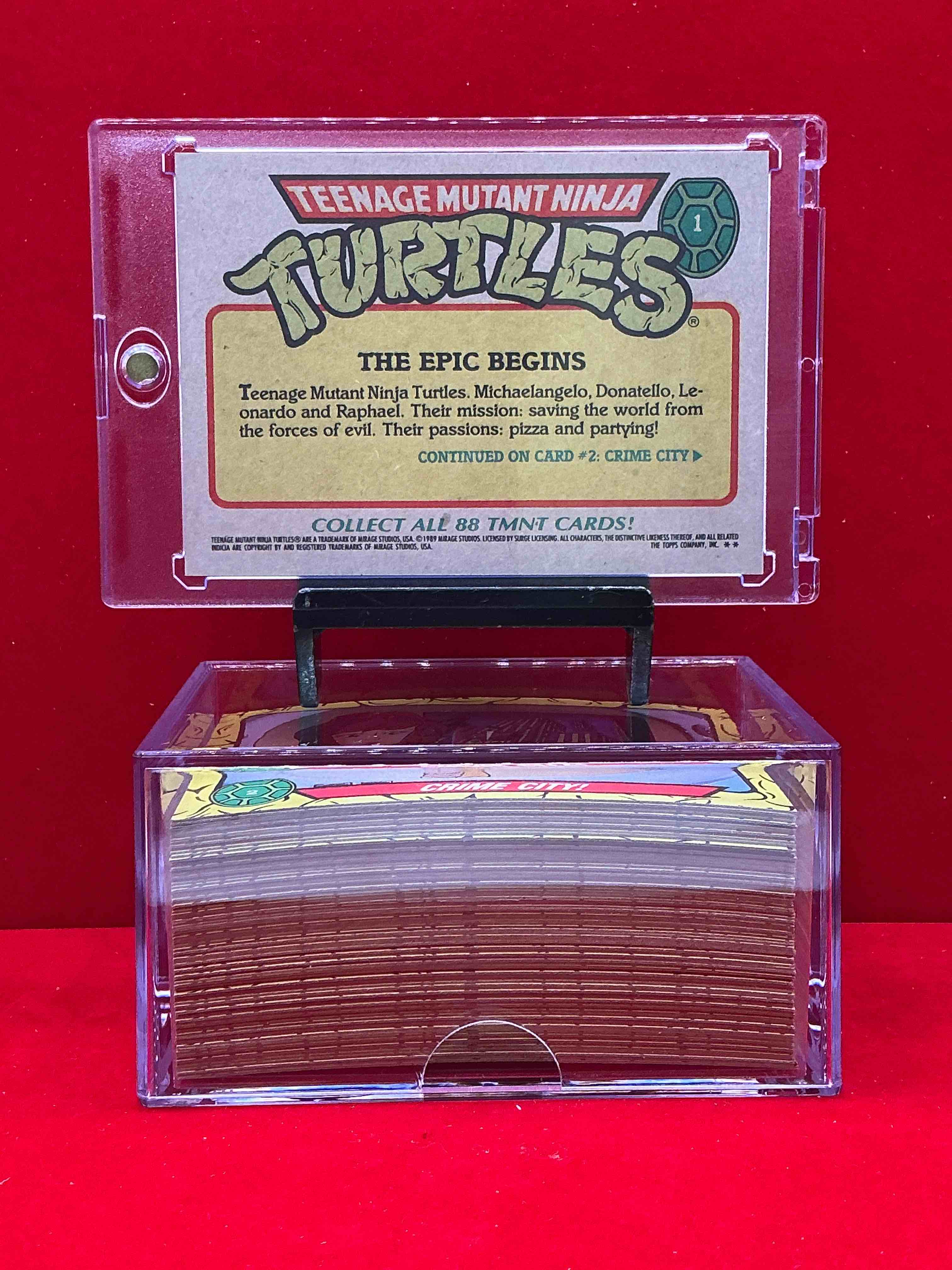 Condition photo showing New/Like New for 1989 ninja turtle wow! totally complete original, authentic teenage mutant ninja turtles complete trading cards! all 88 cards included! excellent condition! your chance to own a genuine tmnt original serious collectible!
