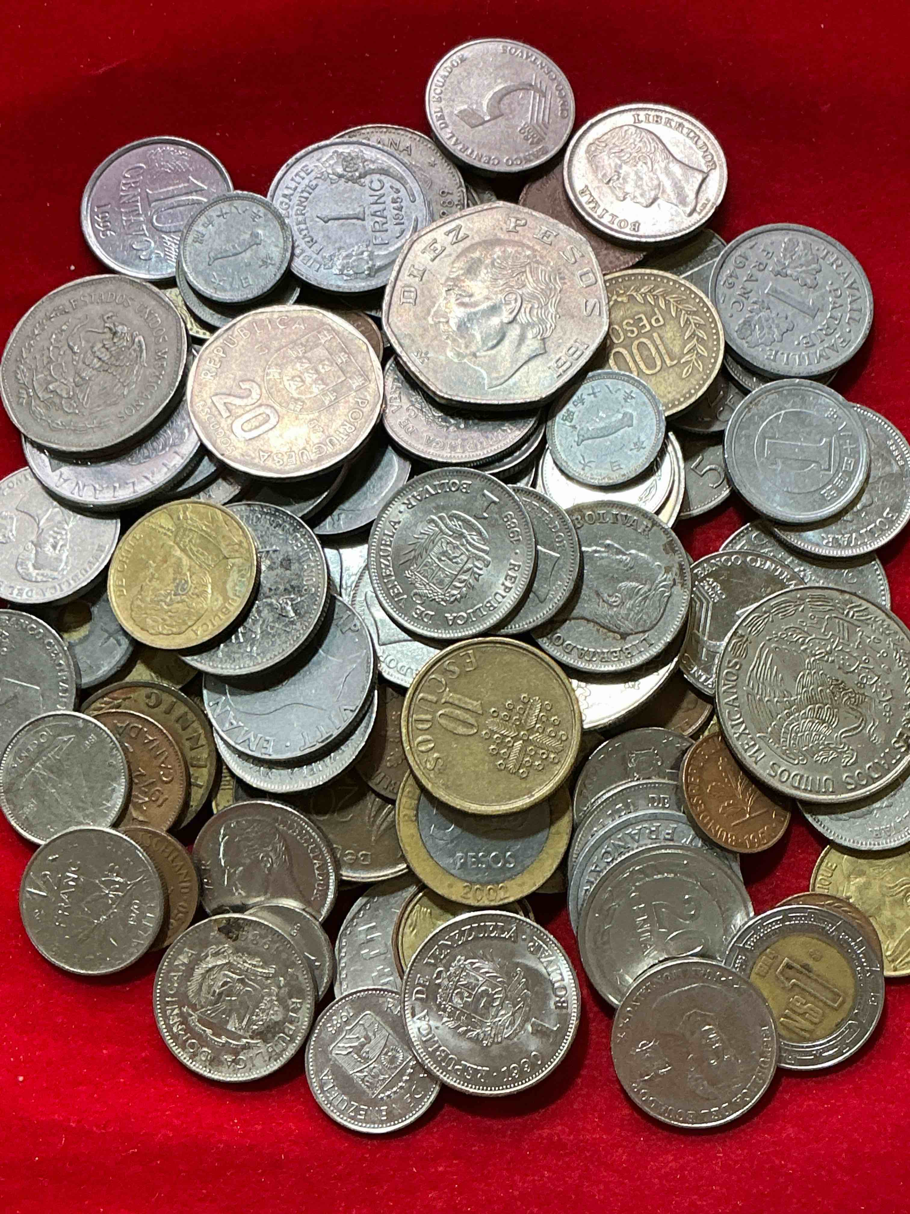 Condition photo showing Good Condition for world coins, antique & vintage! each lot is unique! many different years, countries, sizes & exotic places. this cool collection of antique coins from around the world is loads of fun! have fun identifying each coin & country as a great educational tool! a great investment too!