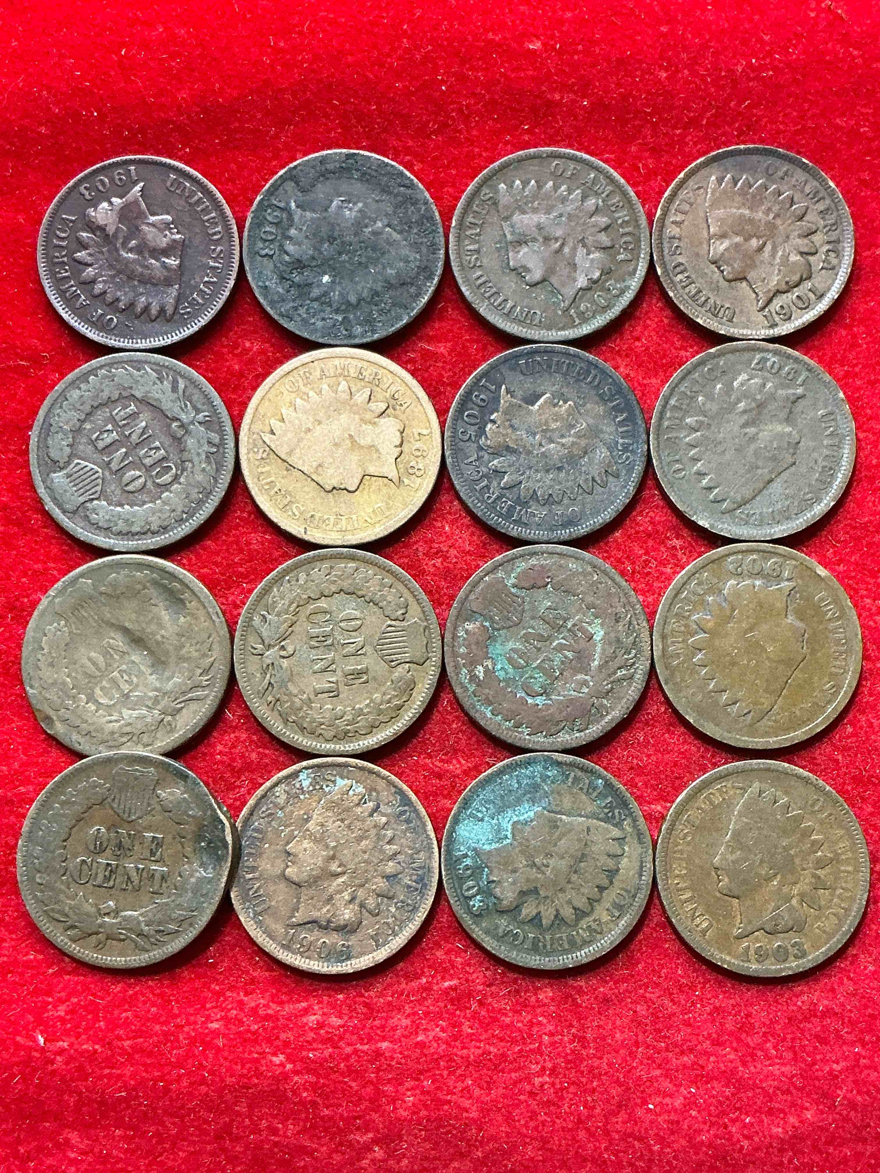 Condition photo showing Good Condition for indian head pennies! these gorgeous u.s. pennies were minted from 1859-1909 & have become serious collector items! the "indian head" design is actually a representation of lady liberty wearing an indian headdress. here are beautiful, well-kept examples representing many different mint years! great for collecting, investing & learning history, & rare with visible dates!
